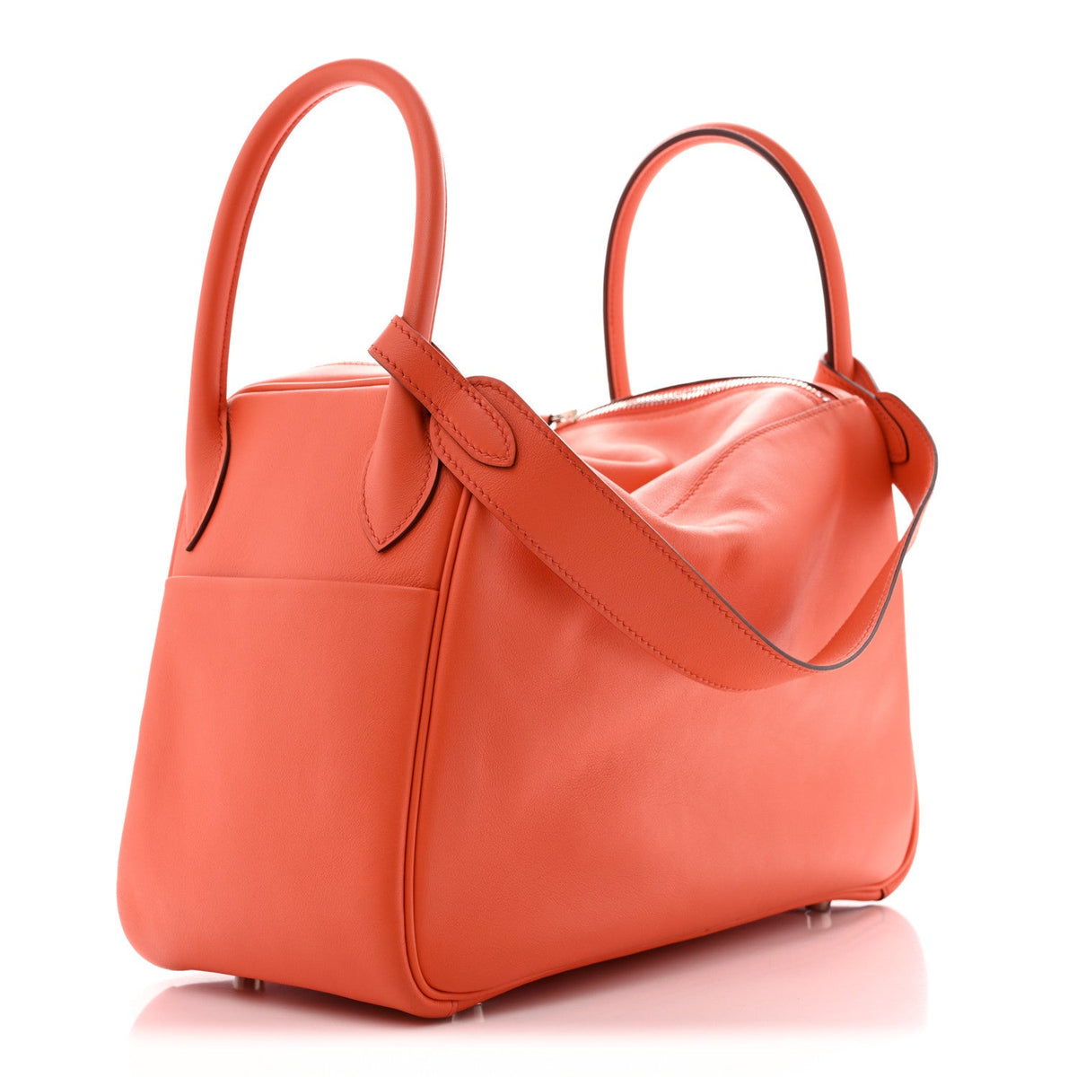 Hermès Lindy 30 Orange Poppy Swift Silver Hardware