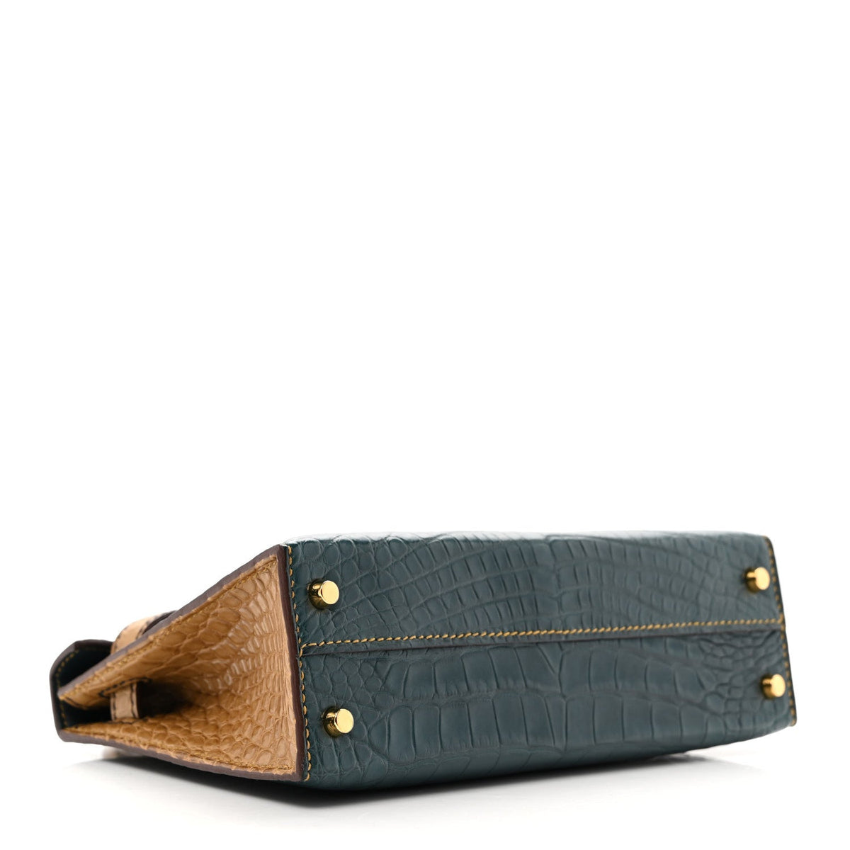 Hermès Mini Kelly 20 HSS Personal Order Sellier Vert Cypress Kraft Matte Alligator, Gold Hardware
