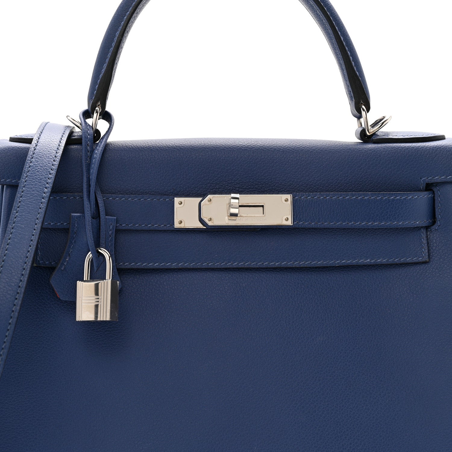 HERMES KELLY 28 RETOURNE VERSO BLEU BRIGHTON CAPUCINE EVERCOLOR SILVER HARDWARE