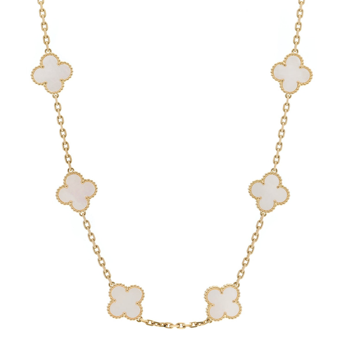 Van Cleef & Arpels Vintage Alhambra 10-Motif Necklace Mother-of-Pearl 18K Yellow Gold