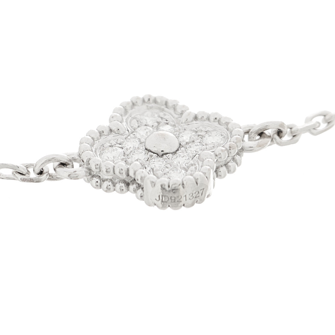 Van Cleef & Arpels 18K White Gold Diamond 6 Motif Sweet Alhambra Bracelet
