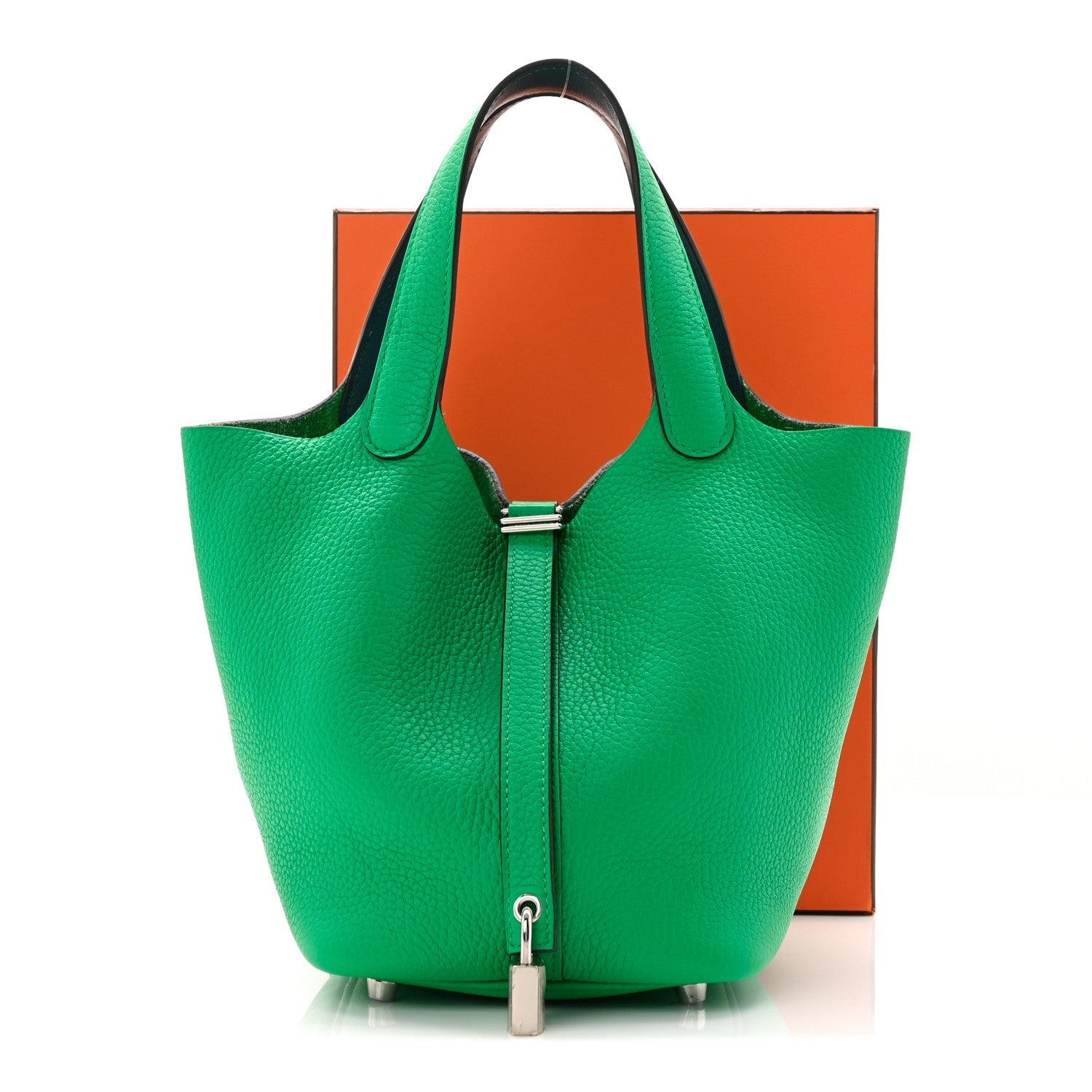 HERMES PICOTIN LOCK PM 18 MENTHE VERT BOSPHORE TAURILLON CLEMENCE / SWIFT SILVER HARDWARE