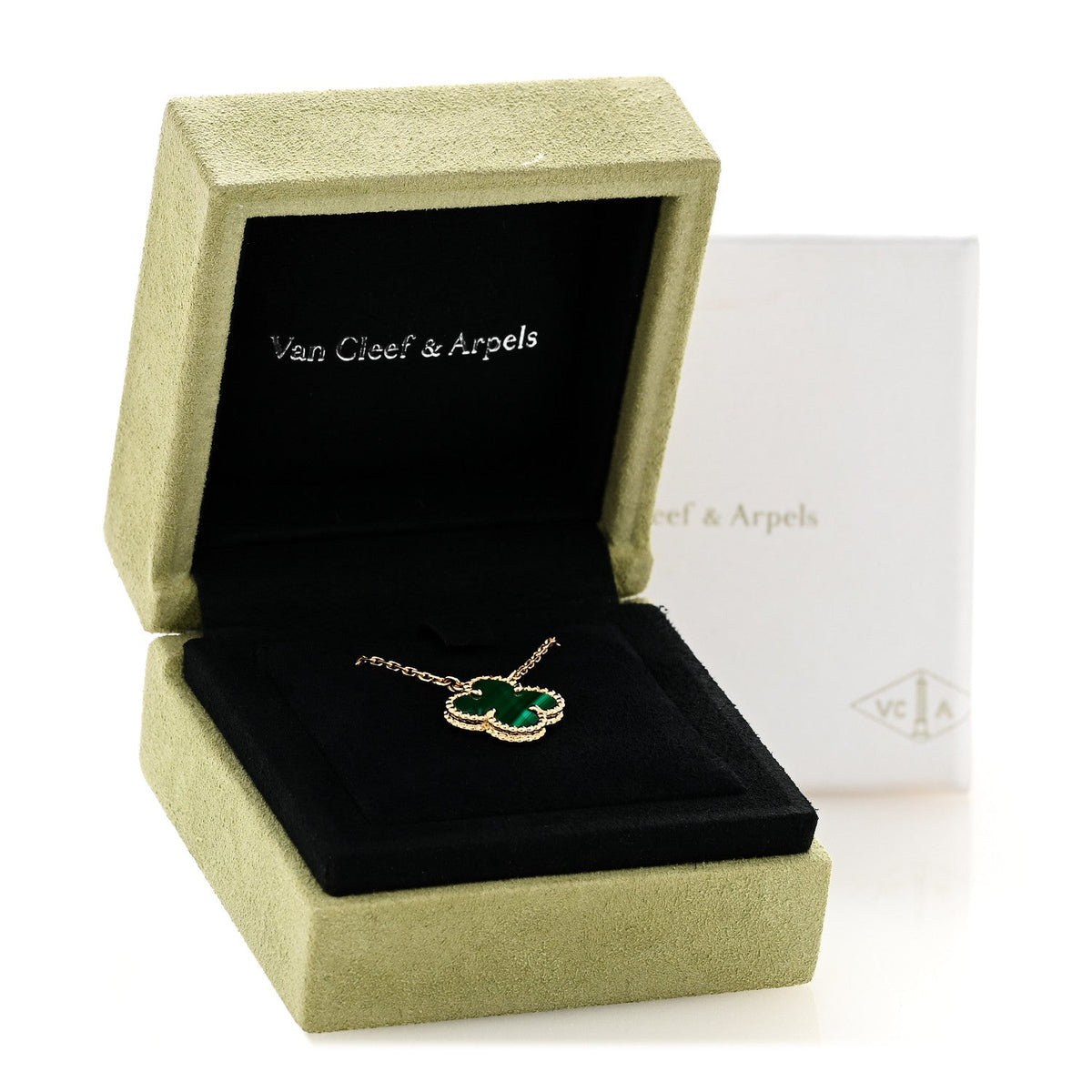 Van Cleef & Arpels Vintage Alhambra Pendant Necklace Malachite 18K Yellow Gold