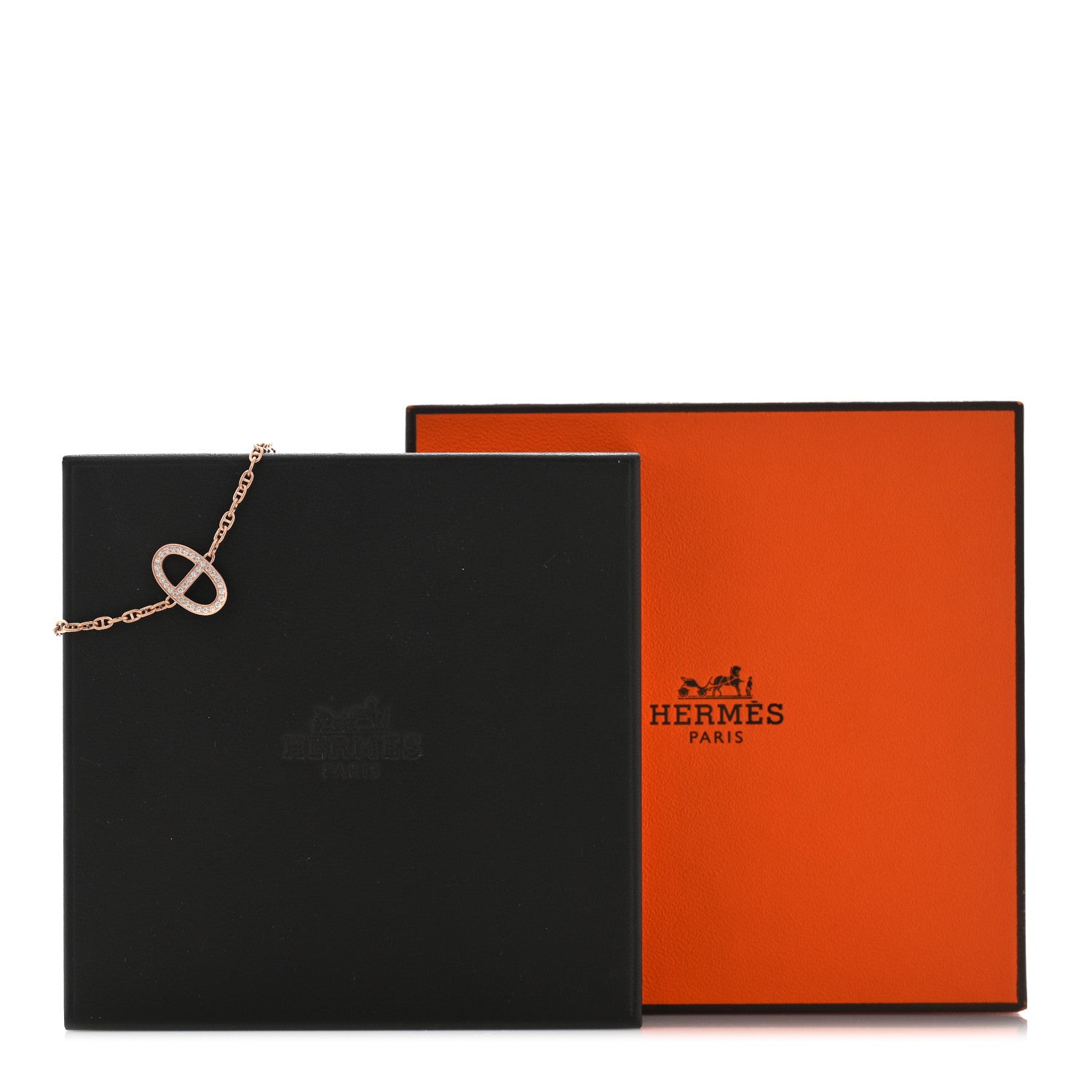 エルメス 18K ローズ ゴールド ダイヤモンド チェーン ダンクル コンター ブレスレット