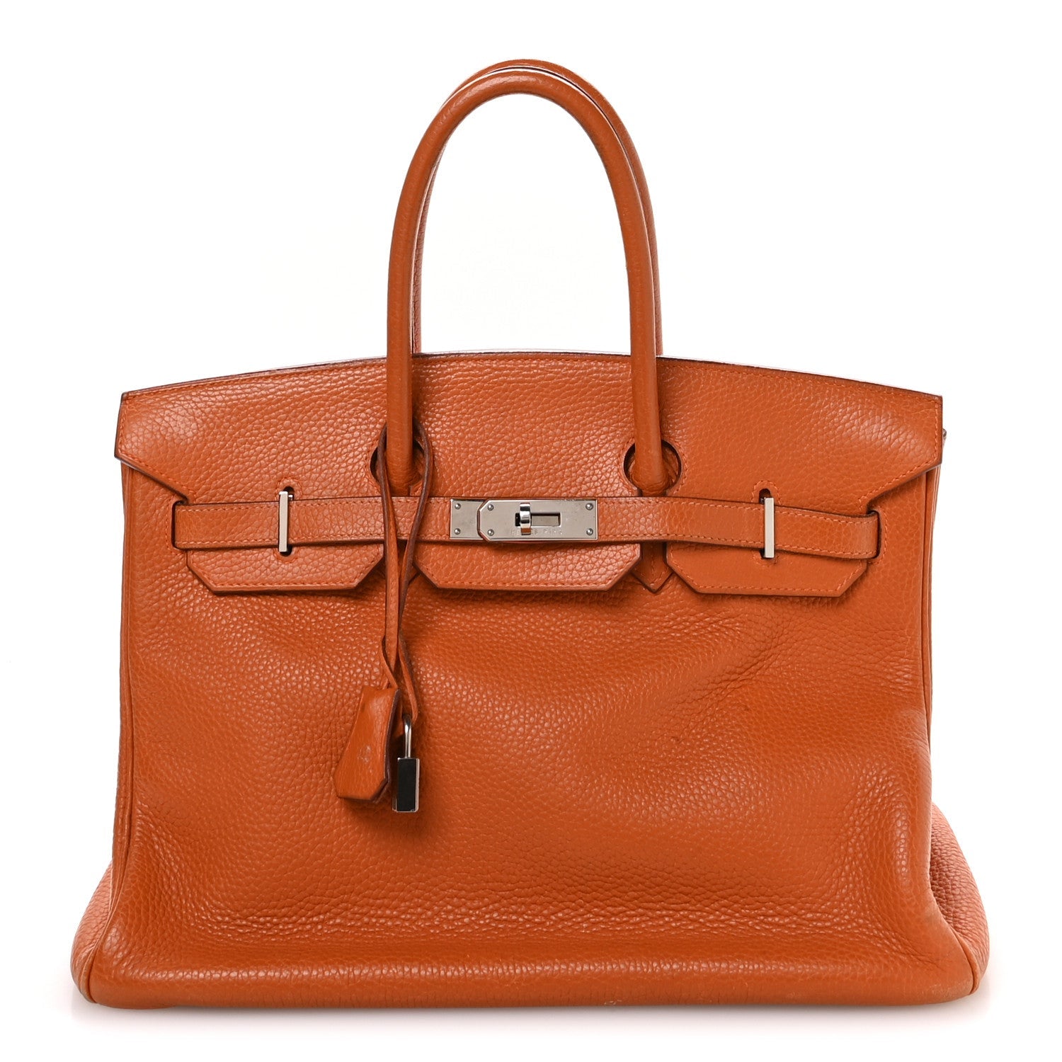 HERMES BIRKIN 35 ORANGE TAURILLON CLEMENCE SILVER HARDWARE