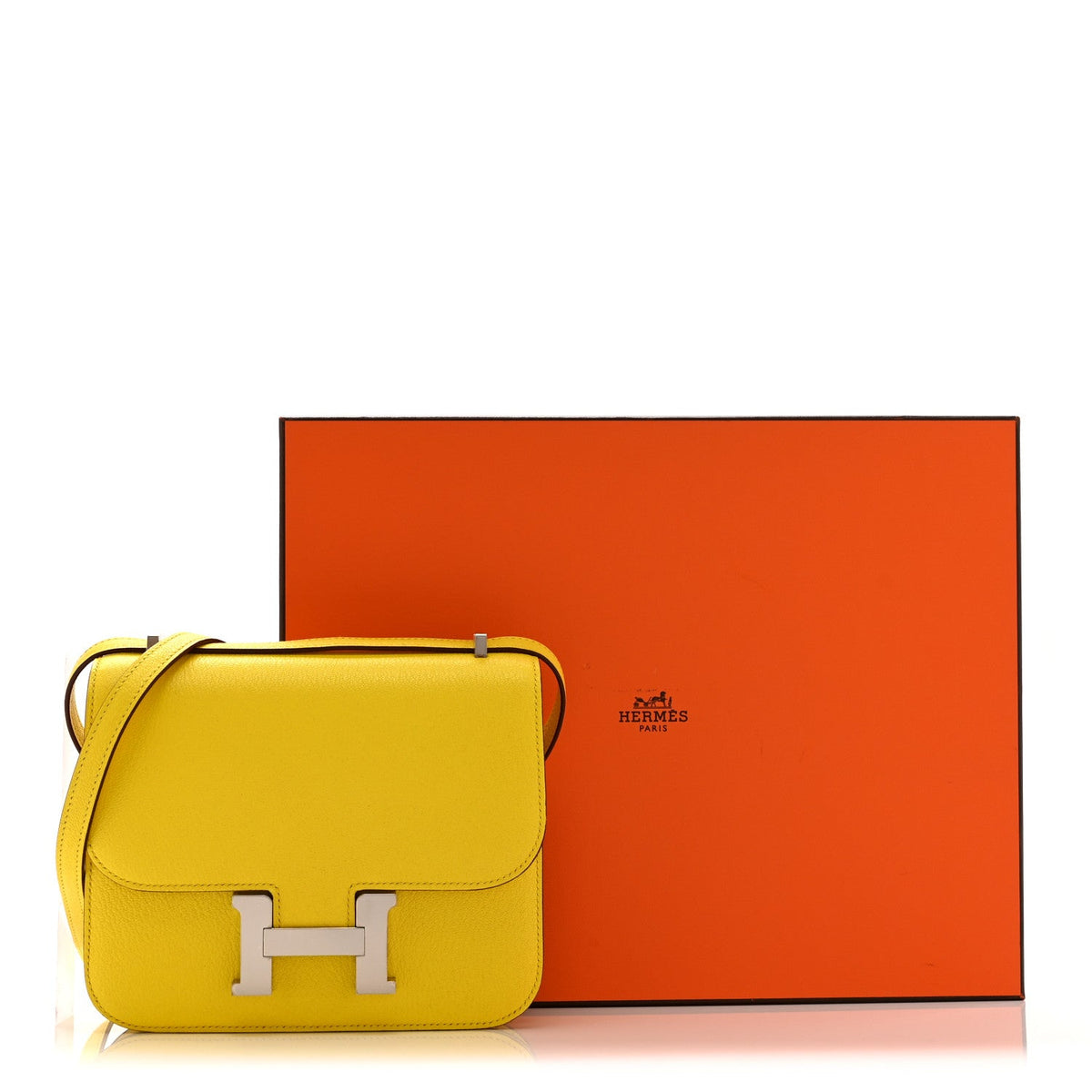 Hermès Mini Constance 18 Jaune De Naples Chèvre Mysore Silver Hardware