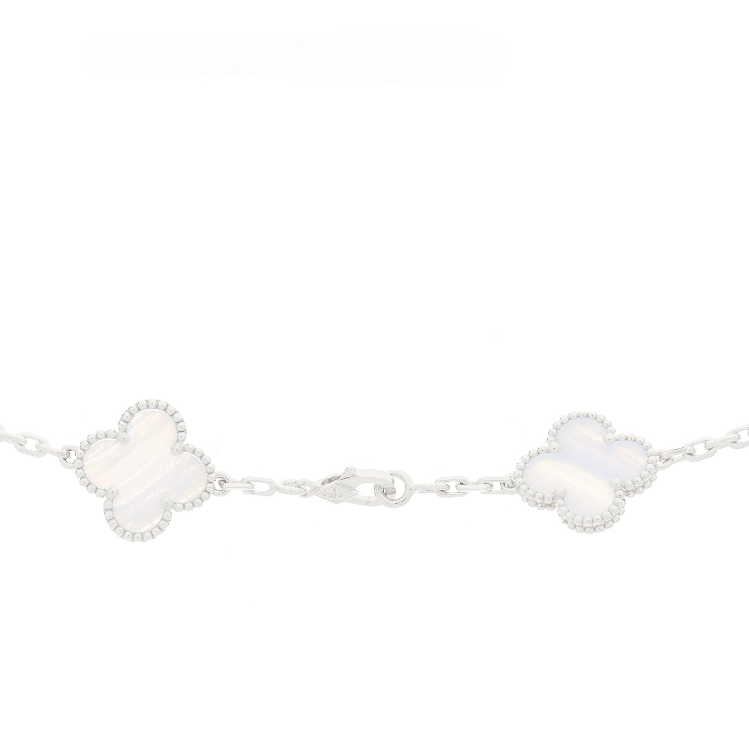 Van Cleef & Arpels 18K White Gold Chalcedony 10 Motif Vintage Alhambra Necklace