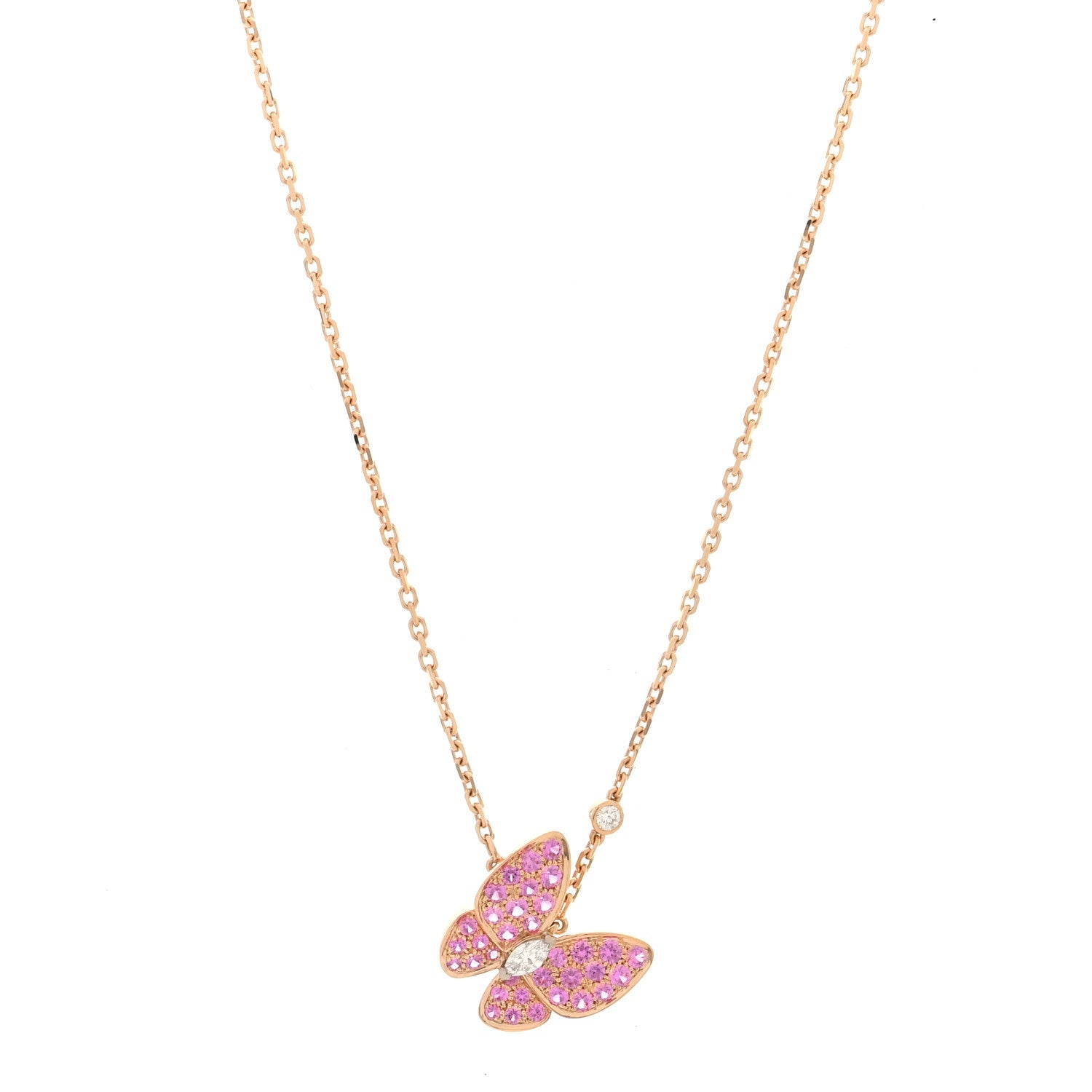 ヴァンクリーフ&アーペル ツーバタフライ ペンダントネックレス ダイヤモンド 18K ローズゴールド VAN CLEEF & ARPELS TWO BUTTERFLY PENDANT NECKLACE DIAMOND 18K ROSE GOLD