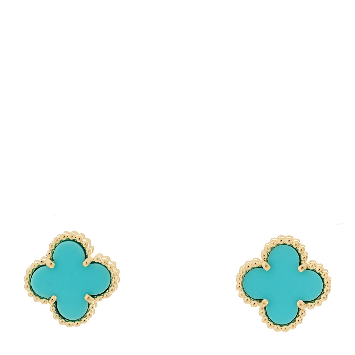 Van Cleef & Arpels Sweet Alhambra Earrings Turquoise 18K Yellow Gold