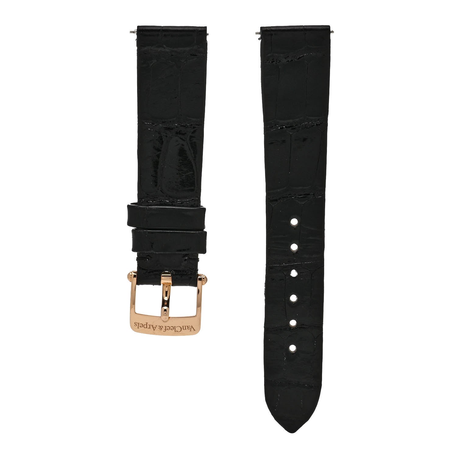 Van Cleef & Arpels 18K Rose Gold Diamond Bezel 32mm Charms Quartz Watch Black