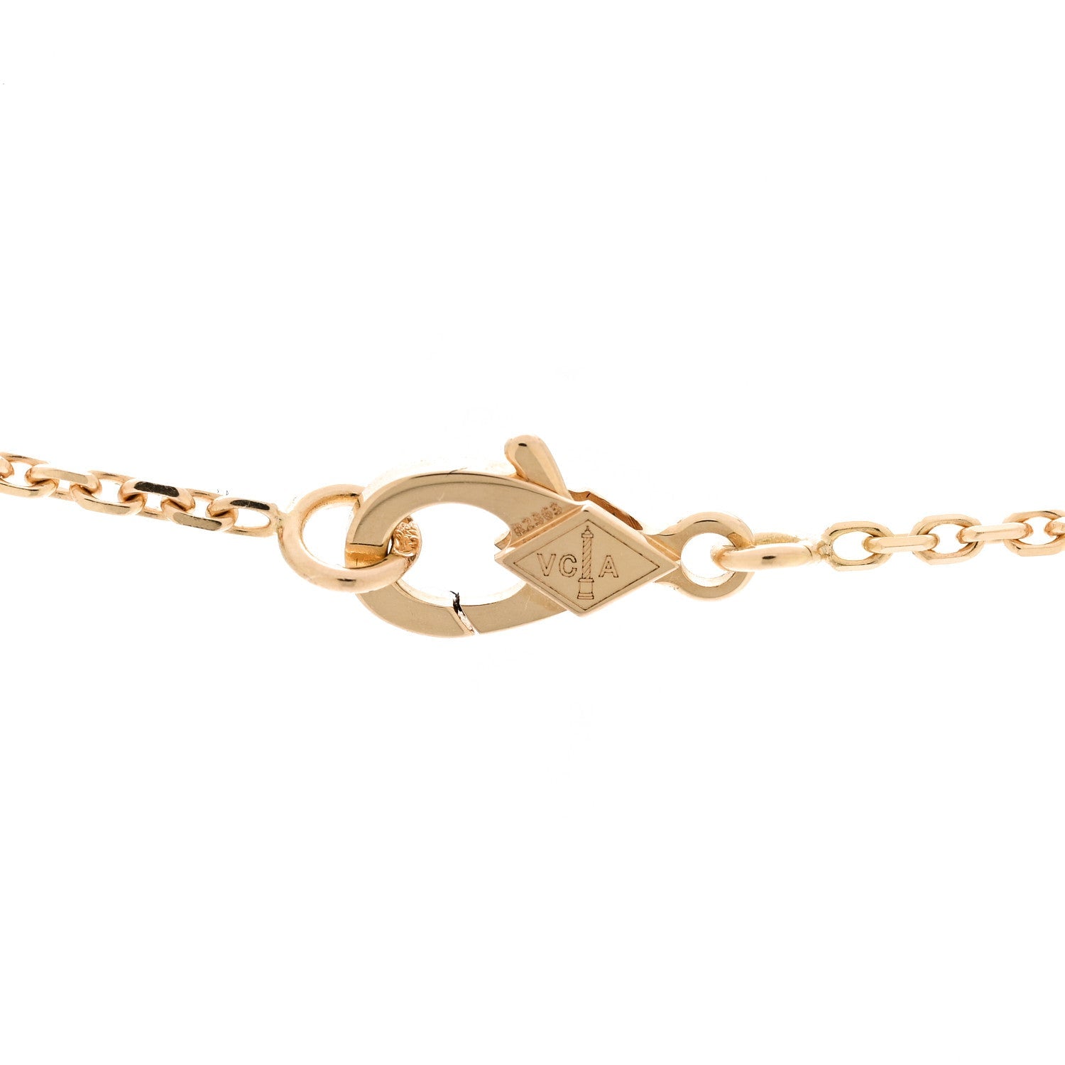 Van Cleef & Arpels 18K Yellow Gold Diamond Small Pearly Clover Pendant Necklace