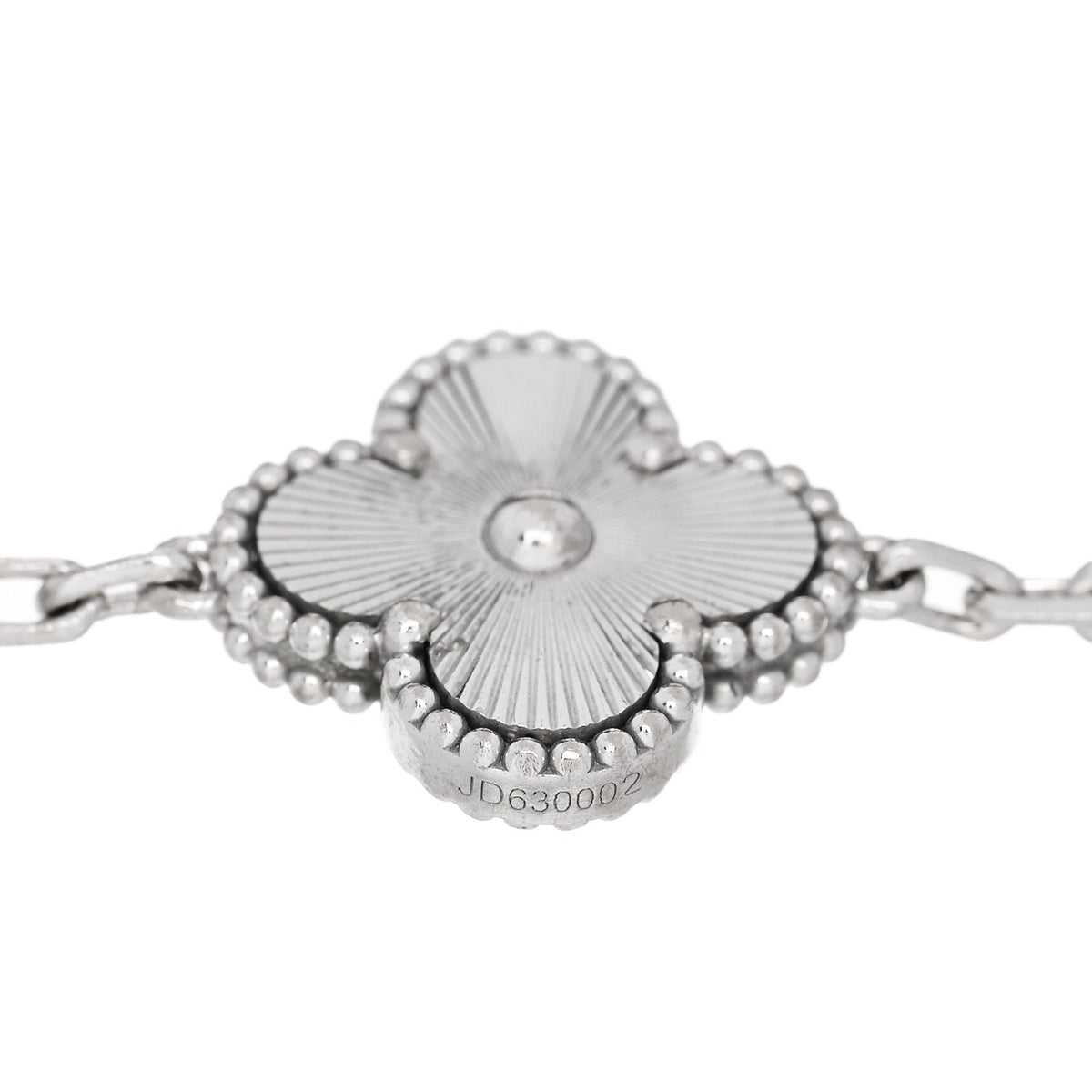 ヴァンクリーフ&アーペル ヴィンテージアルハンブラ 5モチーフ ブレスレット ギョーシェ 18K ホワイトゴールド VAN CLEEF & ARPELS VINTAGE ALHAMBRA 5 MOTIFS BRACELET GUILLOCHÉ 18K WHITE GOLD