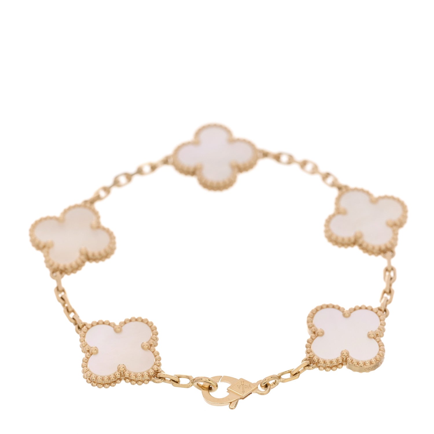 ヴァンクリーフ&アーペル ヴィンテージアルハンブラ 5モチーフ ブレスレット マザーオブパール 18K イエローゴールド VAN CLEEF & ARPELS VINTAGE ALHAMBRA 5 MOTIFS BRACELET MOTHER OF PEARL 18K YELLOW GOLD
