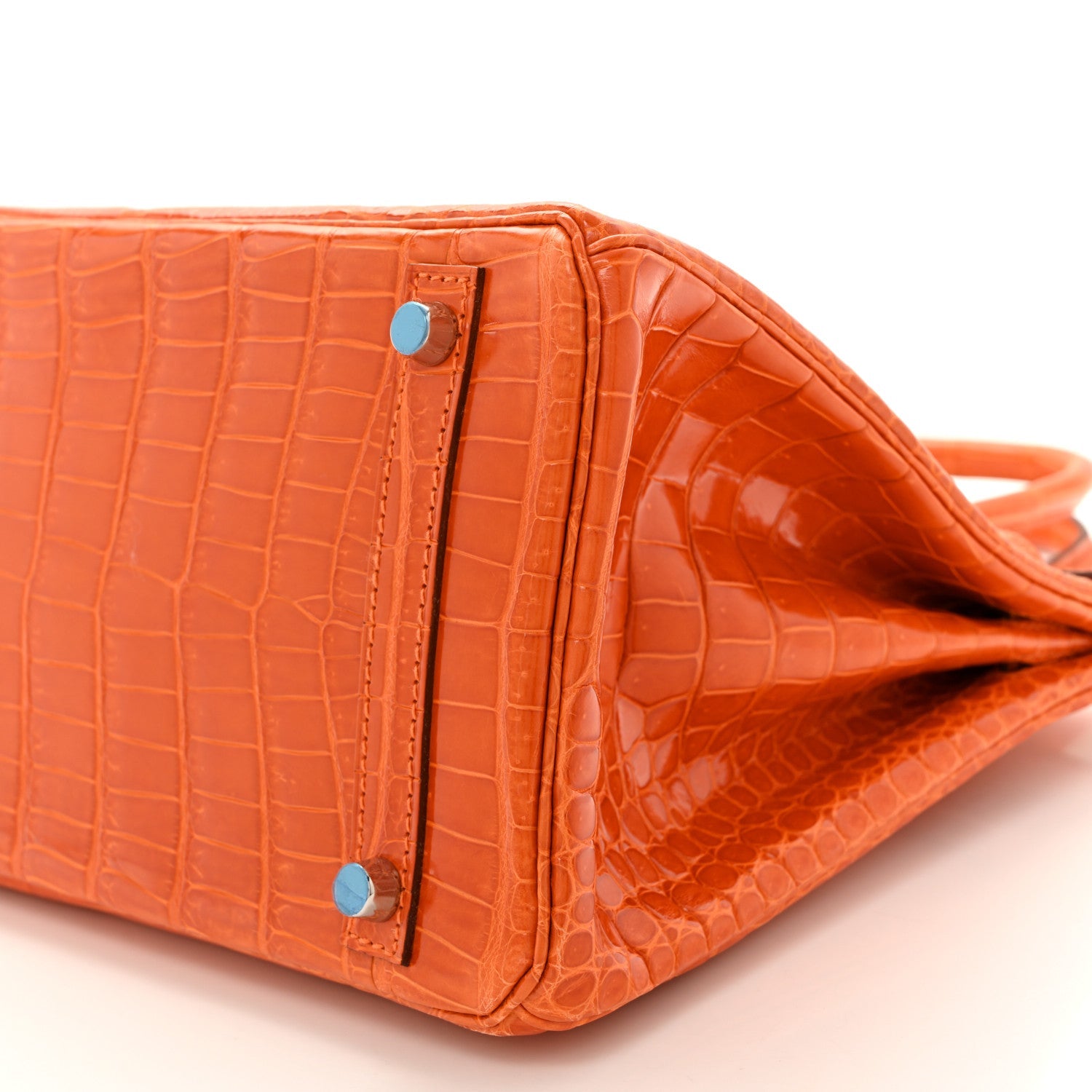 HERMES BIRKIN 30 ORANGE SHINY POROSUS CROCODILE GOLD HARDWARE