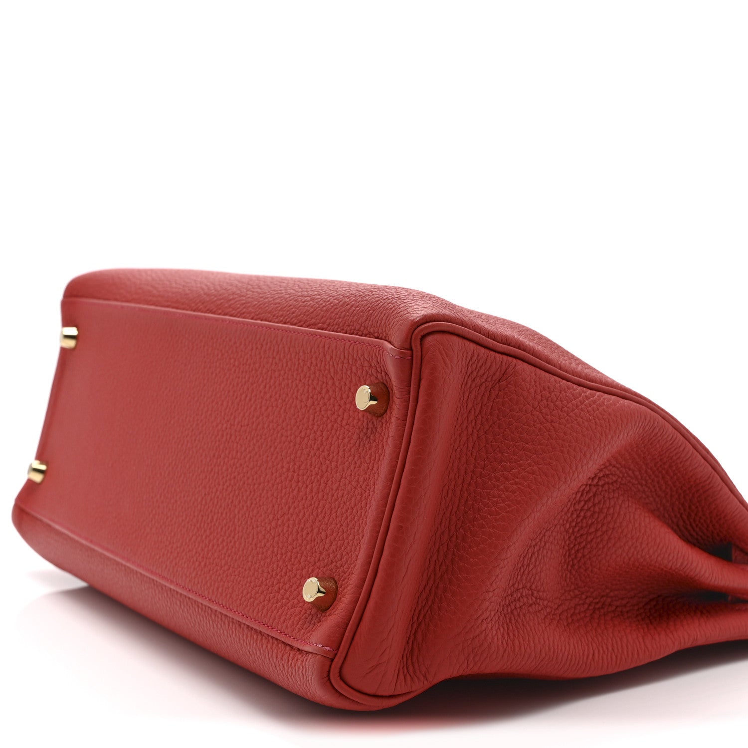 HERMES KELLY 32 RETOURNE ROUGE CASAQUE TOGO SILVER HARDWARE