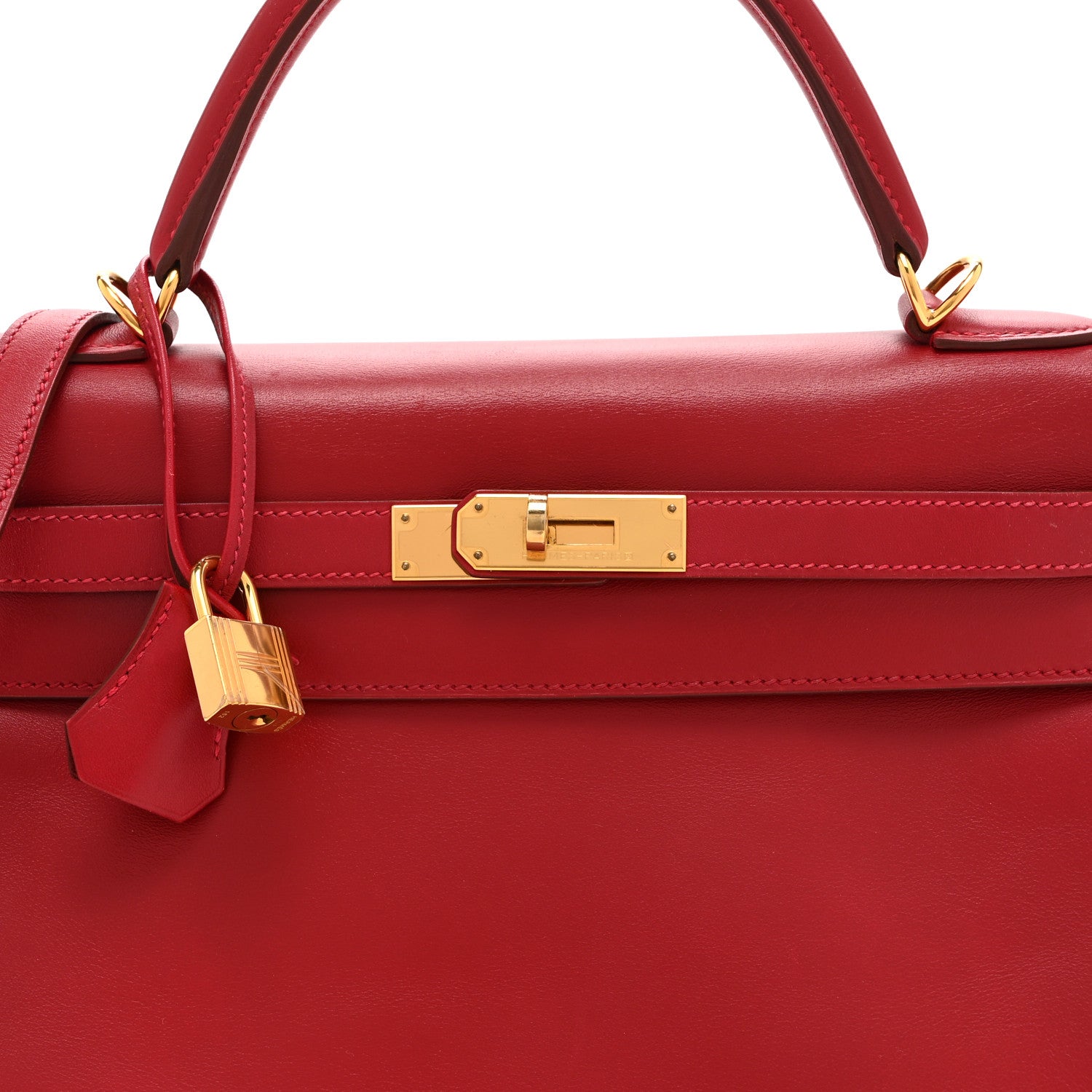 HERMES KELLY 32 RETOURNE ROUGE VIF TADELAKT GOLD HARDWARE