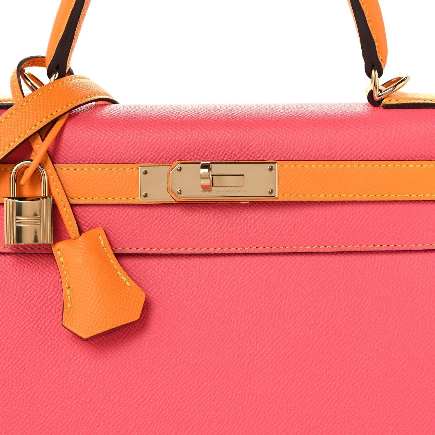 エルメス ケリー 28 HSS パーソナルオーダー 外縫い Rose Azalee Jaune D'or エプソン ゴールド金具 HERMES KELLY 28 HSS PERSONAL ORDER SELLIER ROSE AZALEE JAUNE D'OR EPSOM GOLD HARDWARE