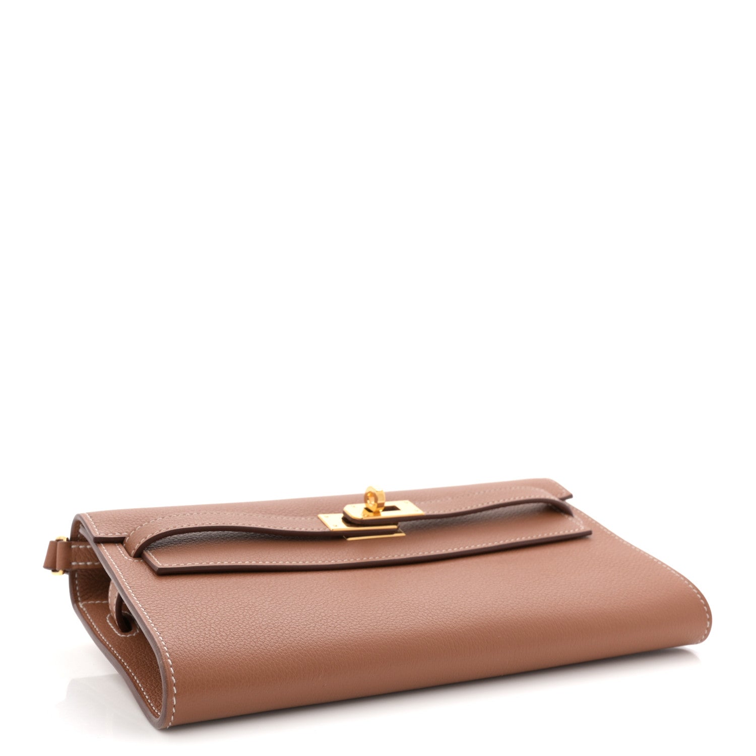 HERMES KELLY TO GO WALLET GOLD EVERCOLOR SILVER HARDWARE