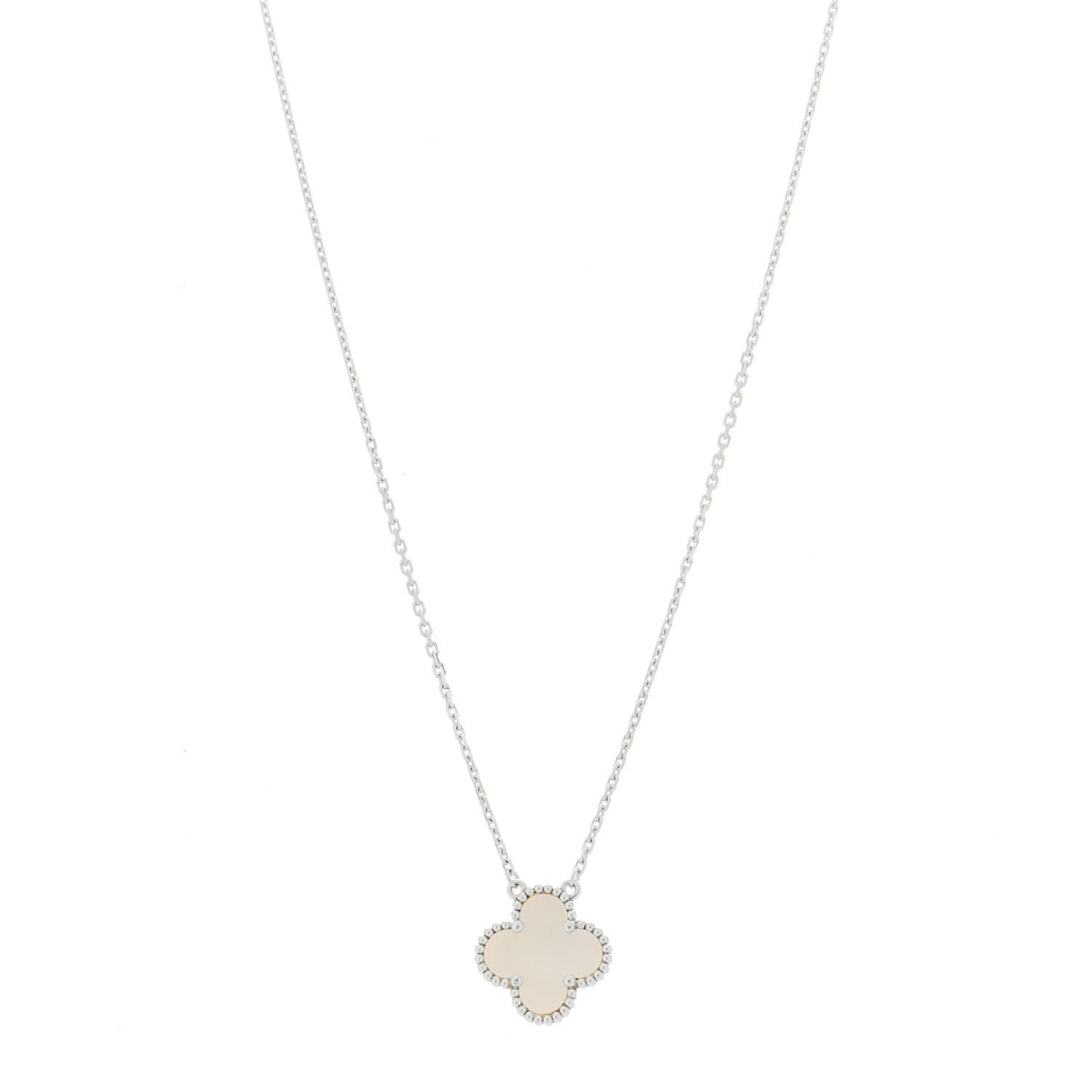 ヴァンクリーフ&アーペル ヴィンテージアルハンブラ ペンダントネックレス マザーオブパール 18K ホワイトゴールド VAN CLEEF & ARPELS VINTAGE ALHAMBRA PENDANT NECKLACE MOTHER OF PEARL 18K WHITE GOLD