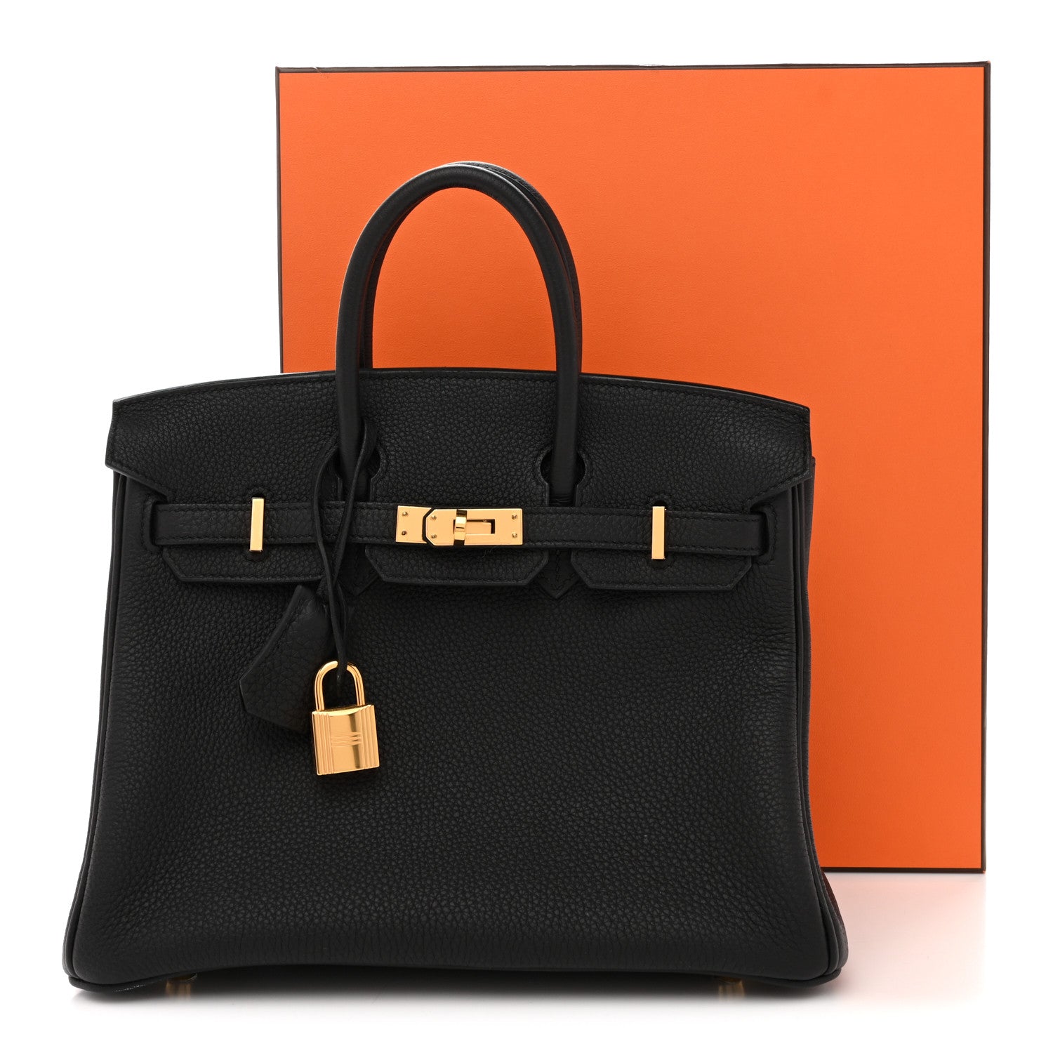 HERMES BIRKIN 25 BLACK TOGO GOLD HARDWARE