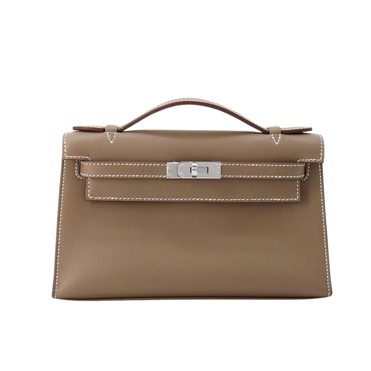 Hermès Kelly Pochette Etoupe Swift Silver Hardware