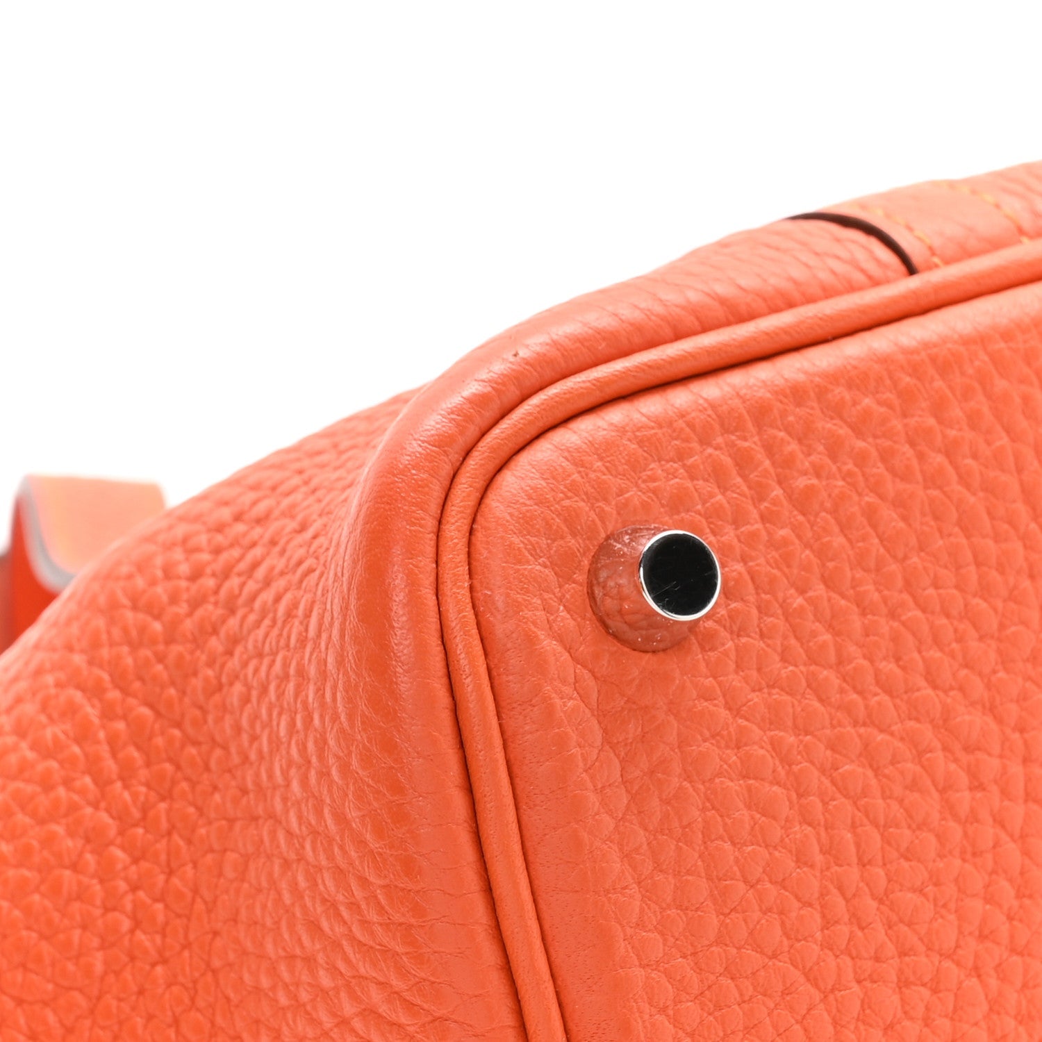 HERMES PICOTIIN LOCK PM 18 ORANGE POPPY TAURILLON CLEMENCE SILVER HARDWARE