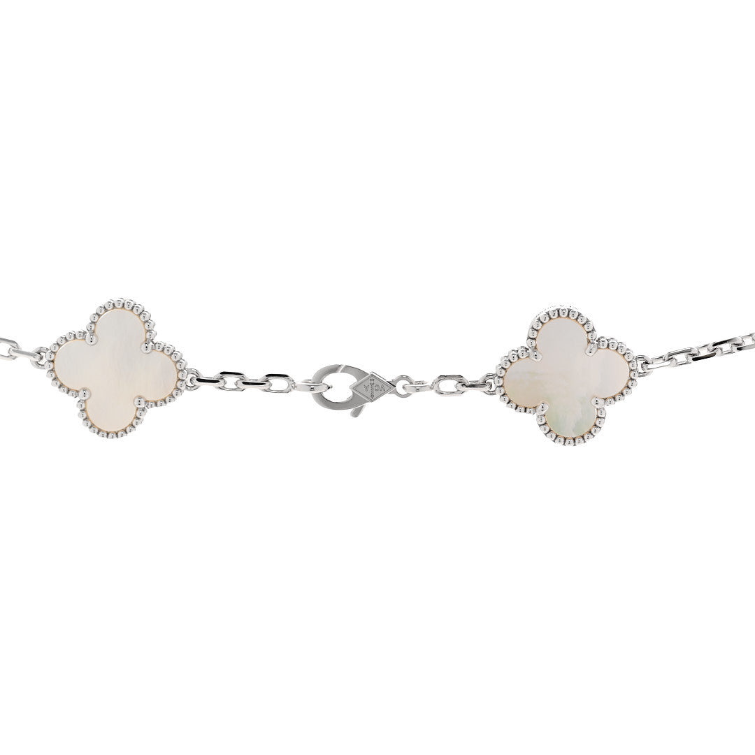 ヴァンクリーフ&アーペル ヴィンテージアルハンブラ 10モチーフ ネックレス マザーオブパール 18K ホワイトゴールド VAN CLEEF & ARPELS VINTAGE ALHAMBRA 10 MOTIFS NECKLACE MOTHER OF PEARL 18K WHITE GOLD