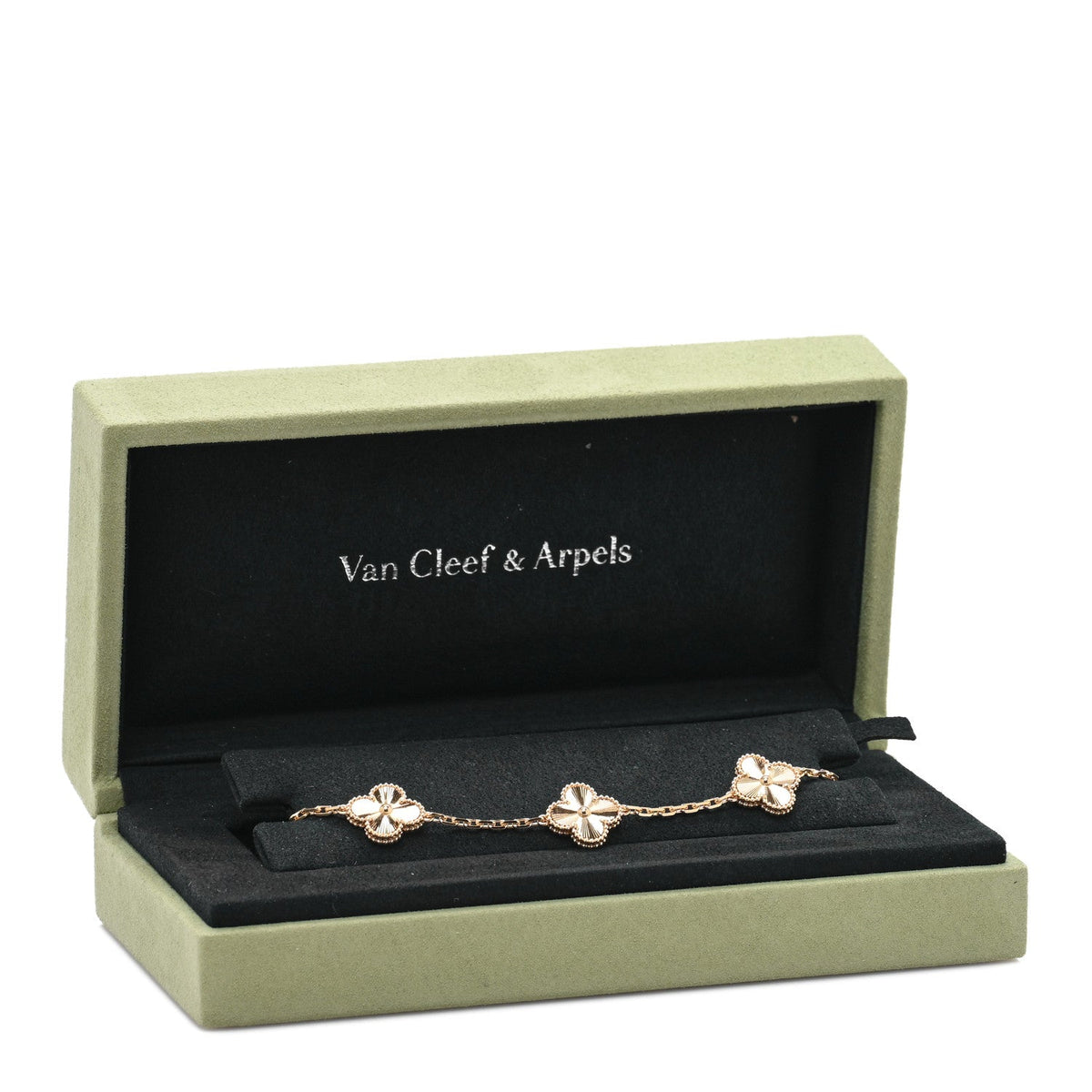 Van Cleef & Arpels Vintage Alhambra 5 Motifs Bracelet Guilloché 18K Yellow Gold