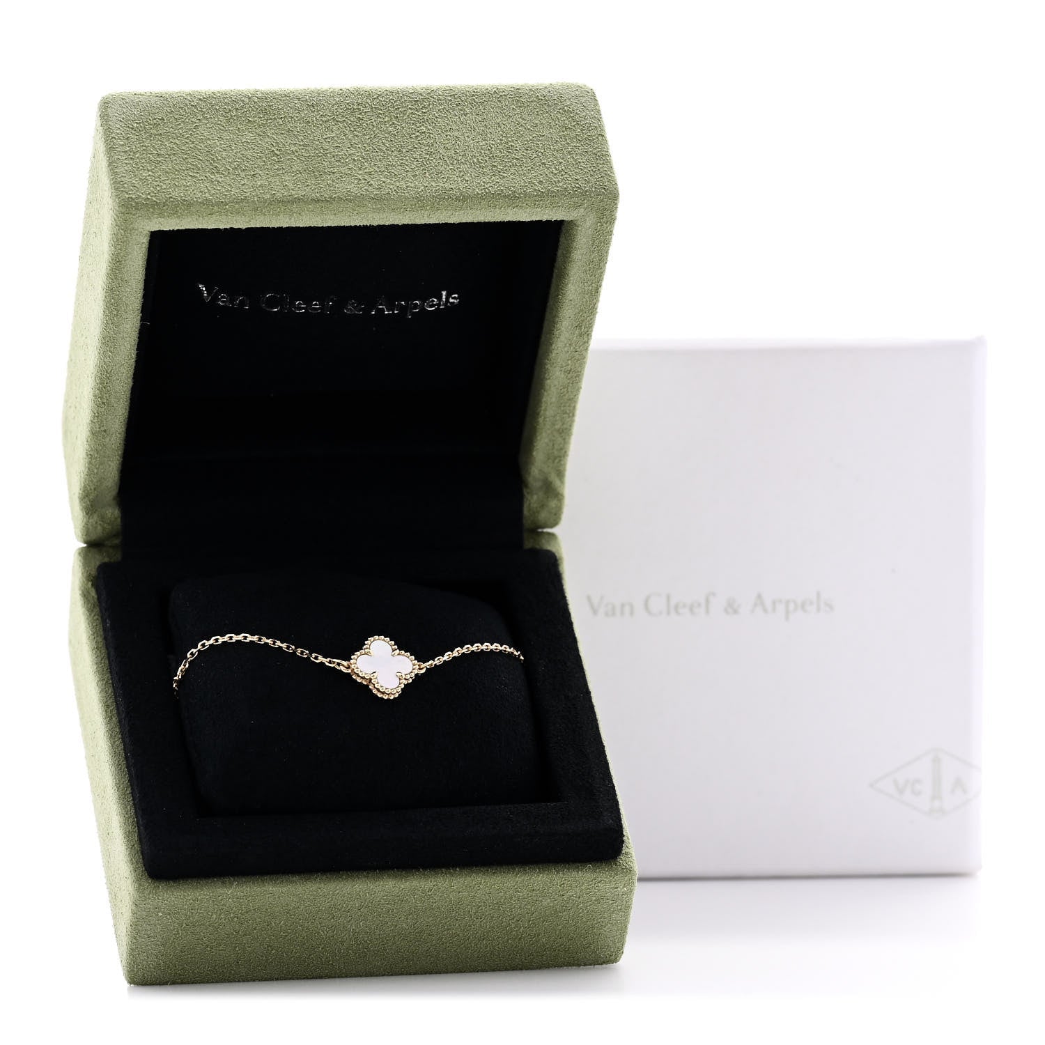 Van Cleef & Arpels Mother of Pearl Sweet Alhambra Bracelet 18K Yellow Gold