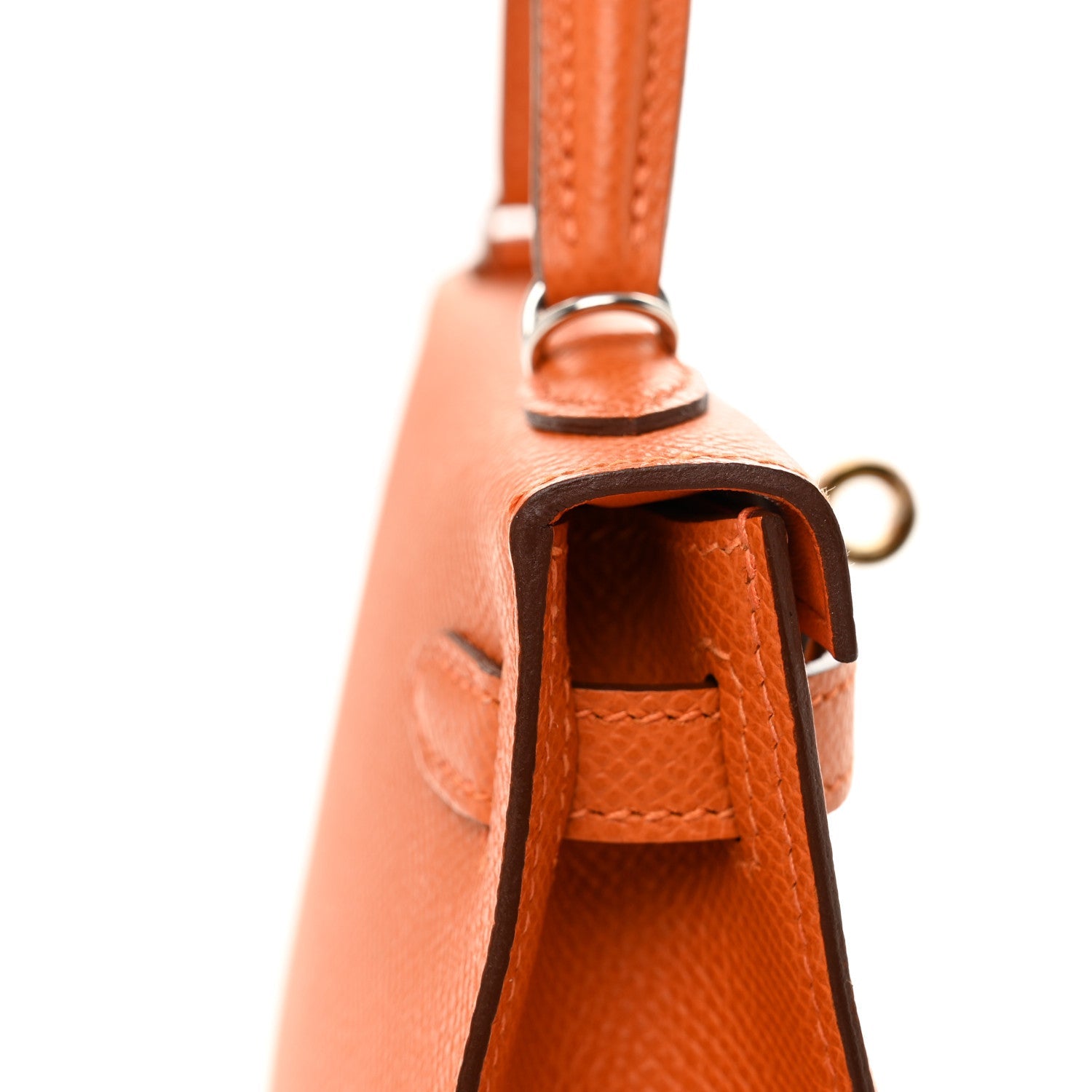 Hermes Mini Kelly 20 Sellier Orange Epsom Silver Hardware