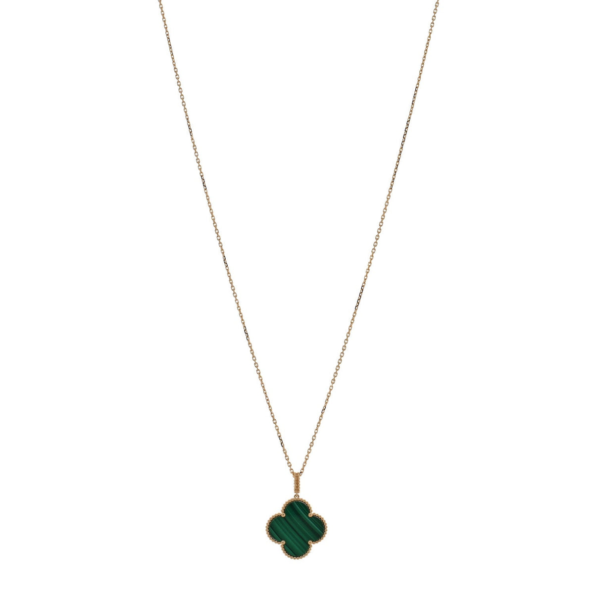 Van Cleef & Arpels Magic Alhambra Pendant Necklace Malachite 18K Yellow Gold