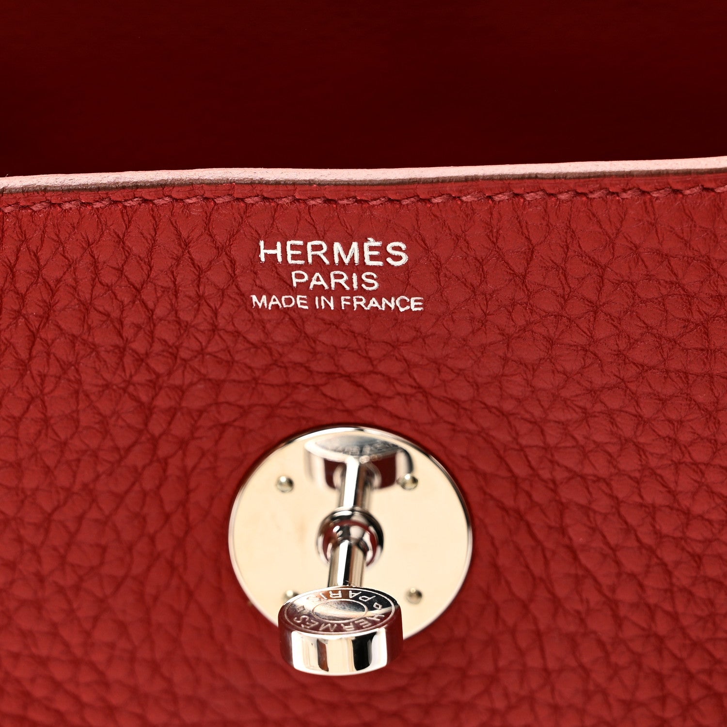 HERMES LINDY 30 ROUGE GARANCE TAURILLON CLEMENCE SILVER HARDWARE