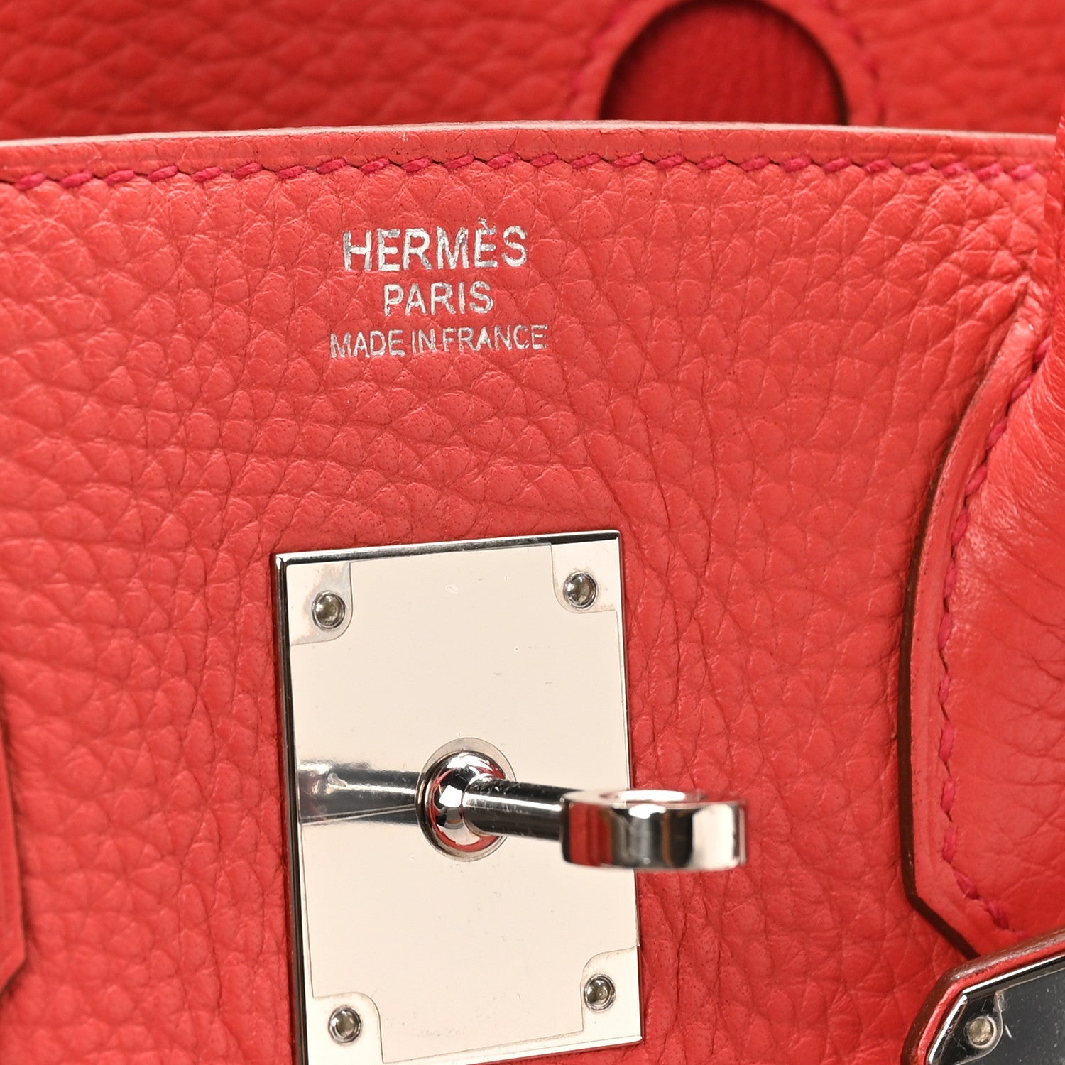 HERMES BIRKIN 30 GERANIUM TAURILLON CLEMENCE SILVER HARDWARE