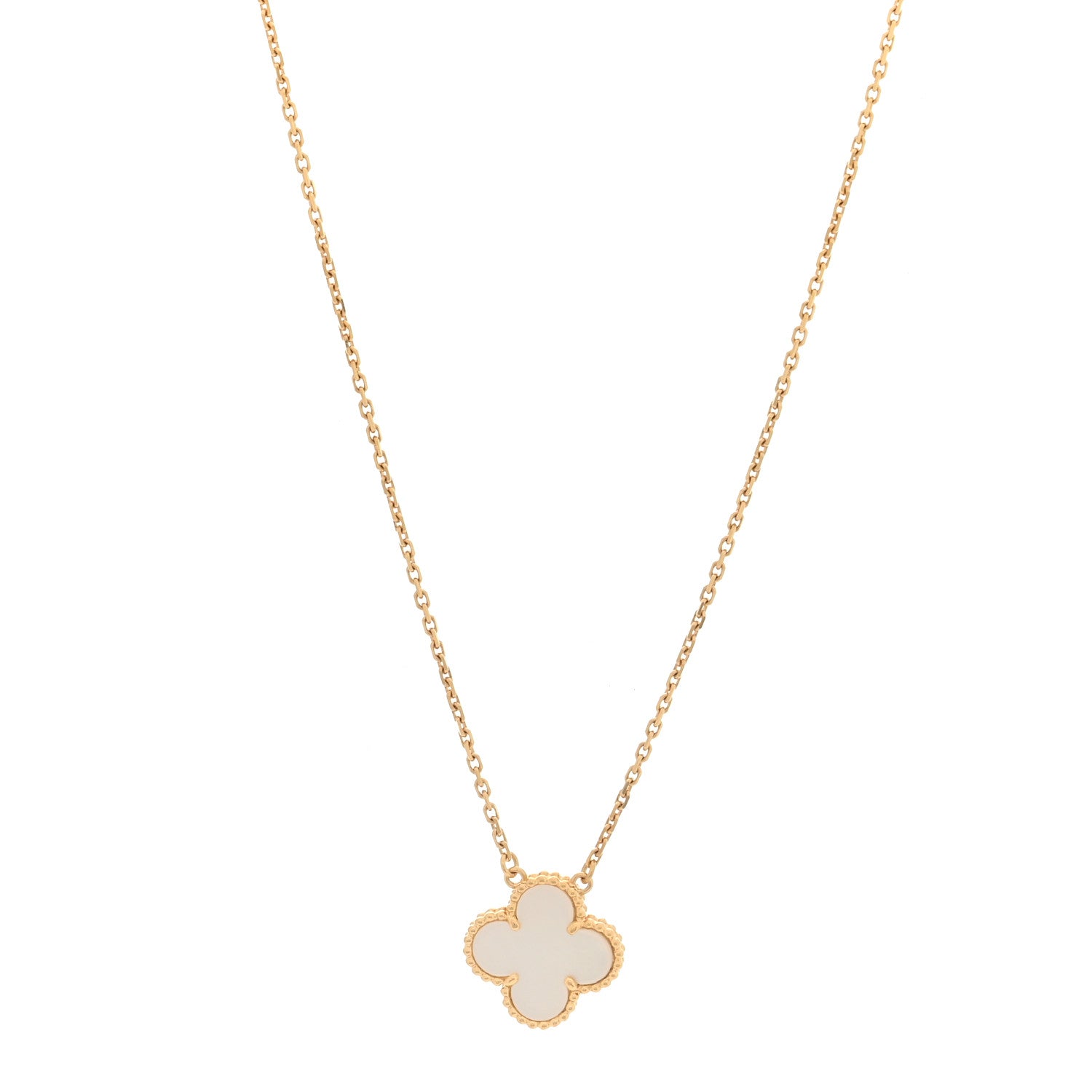 Van Cleef & Arpels 18K Yellow Gold Mother-of-Pearl Vintage Alhambra Pendant Necklace