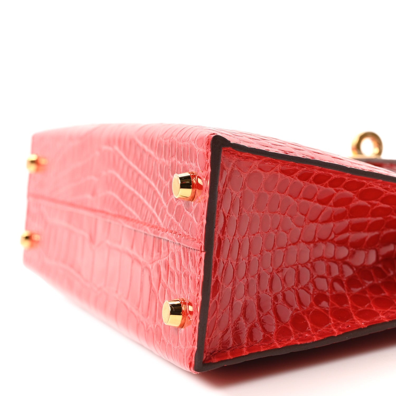 Hermes Mini Kelly 20 Sellier Rouge de Coeur Rose Mexico Shiny Alligator Gold Hardware