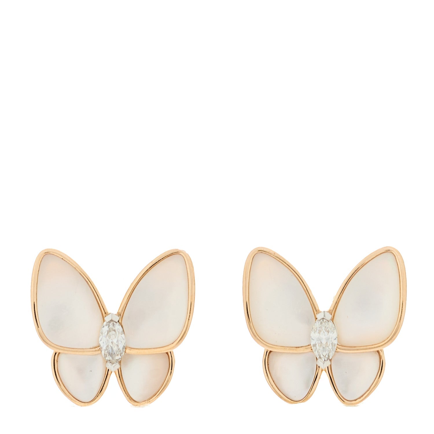 ヴァンクリーフ&アーペル ツーバタフライ ピアス マルチカラー 18K ホワイトゴールド VAN CLEEF & ARPELS TWO BUTTERFLY EARRINGS MULTICOLOR 18K WHITE GOLD