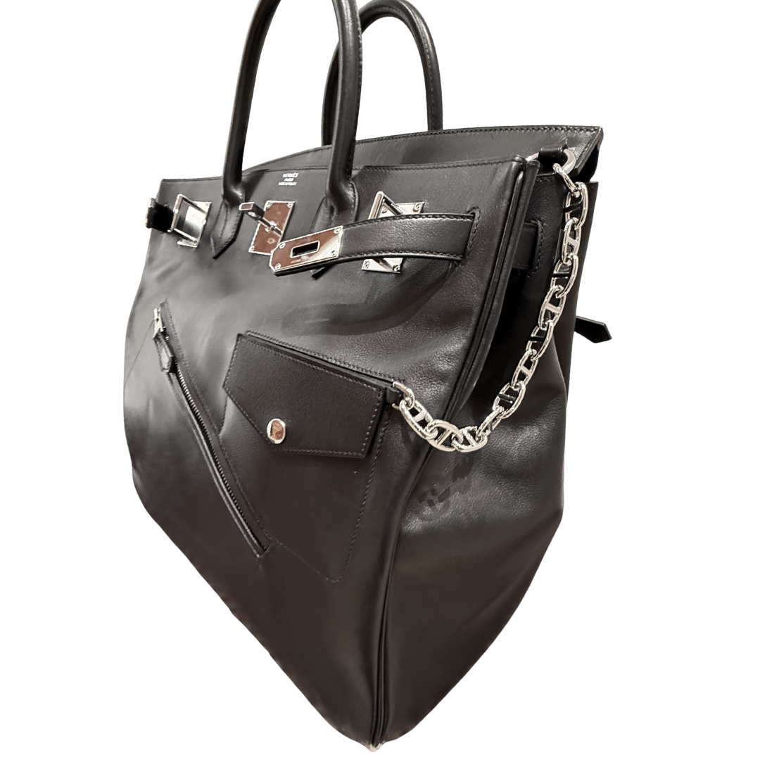 HERMES BIRKIN ROCK 40 HAC LIMITED EDITION NOIR VOLUPTO SILVER HARDWARE