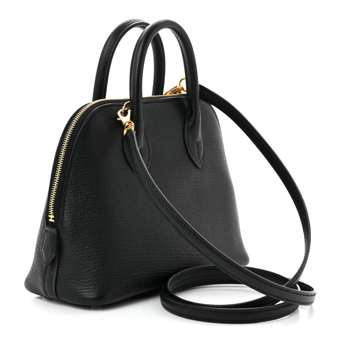 Hermès Mini Bolide 1923 Black Chèvre Mysore Gold Hardware