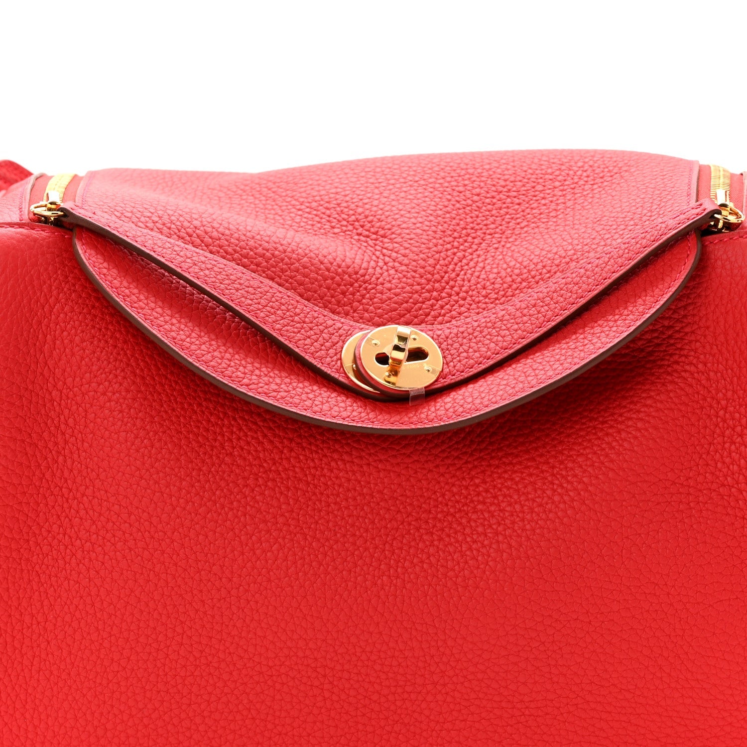HERMES LINDY 30 ROUGE CASAQUE TAURILLON CLEMENCE GOLD HARDWARE