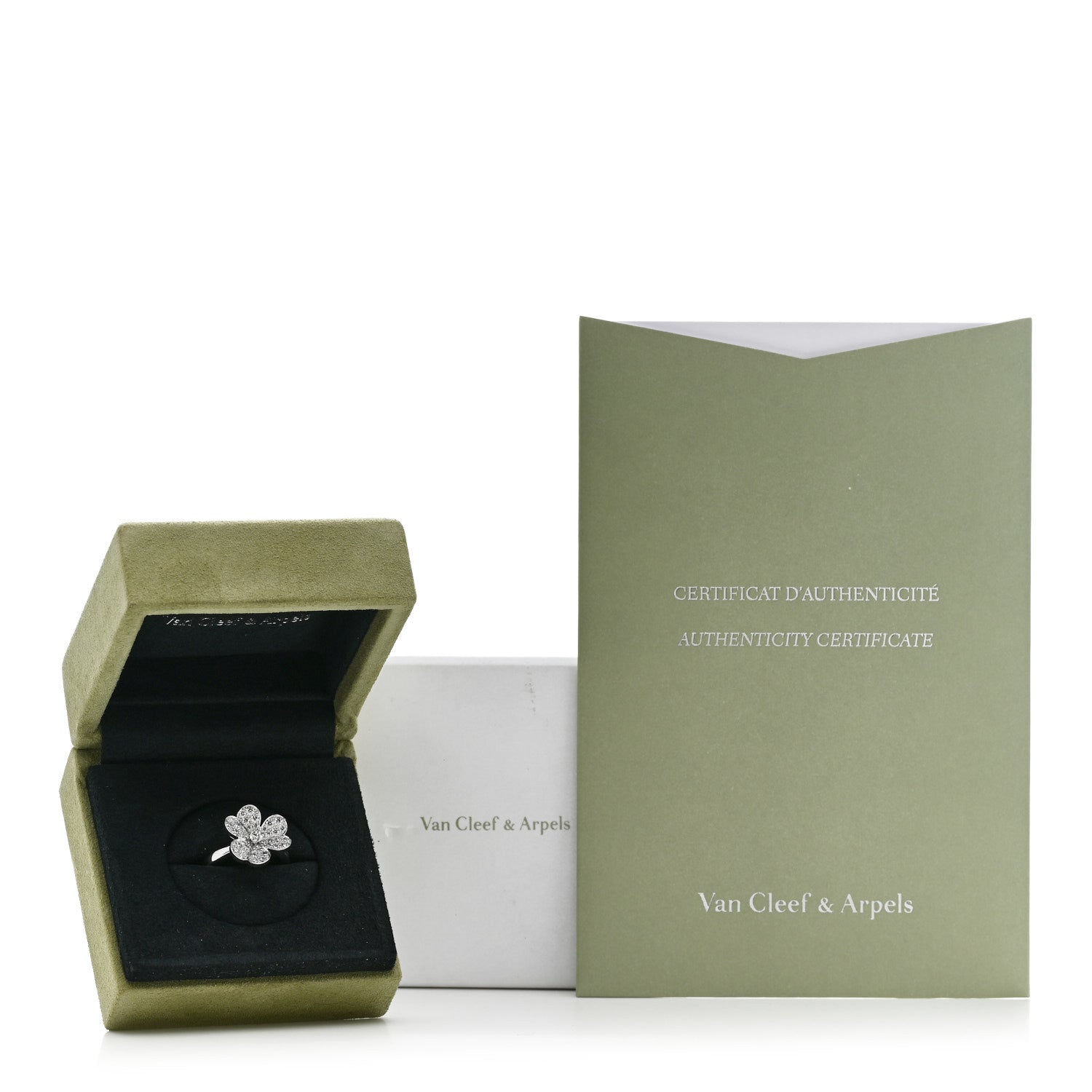 Van Cleef & Arpels 18K White Gold Diamond Small Frivole Ring, 54, 6.75mm