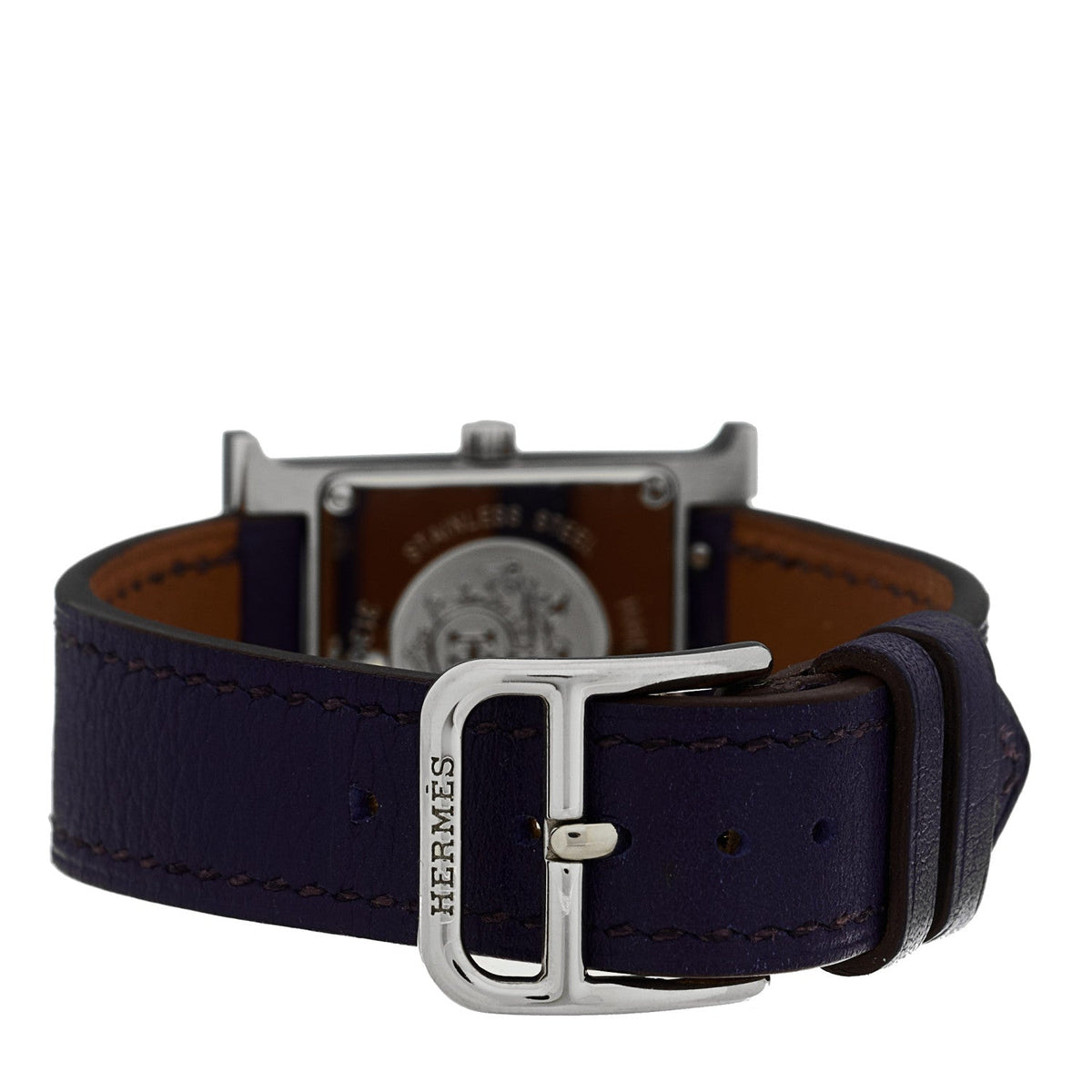 Hermes H 21MM Quartz Watch Iris Swift Stainless Steel
