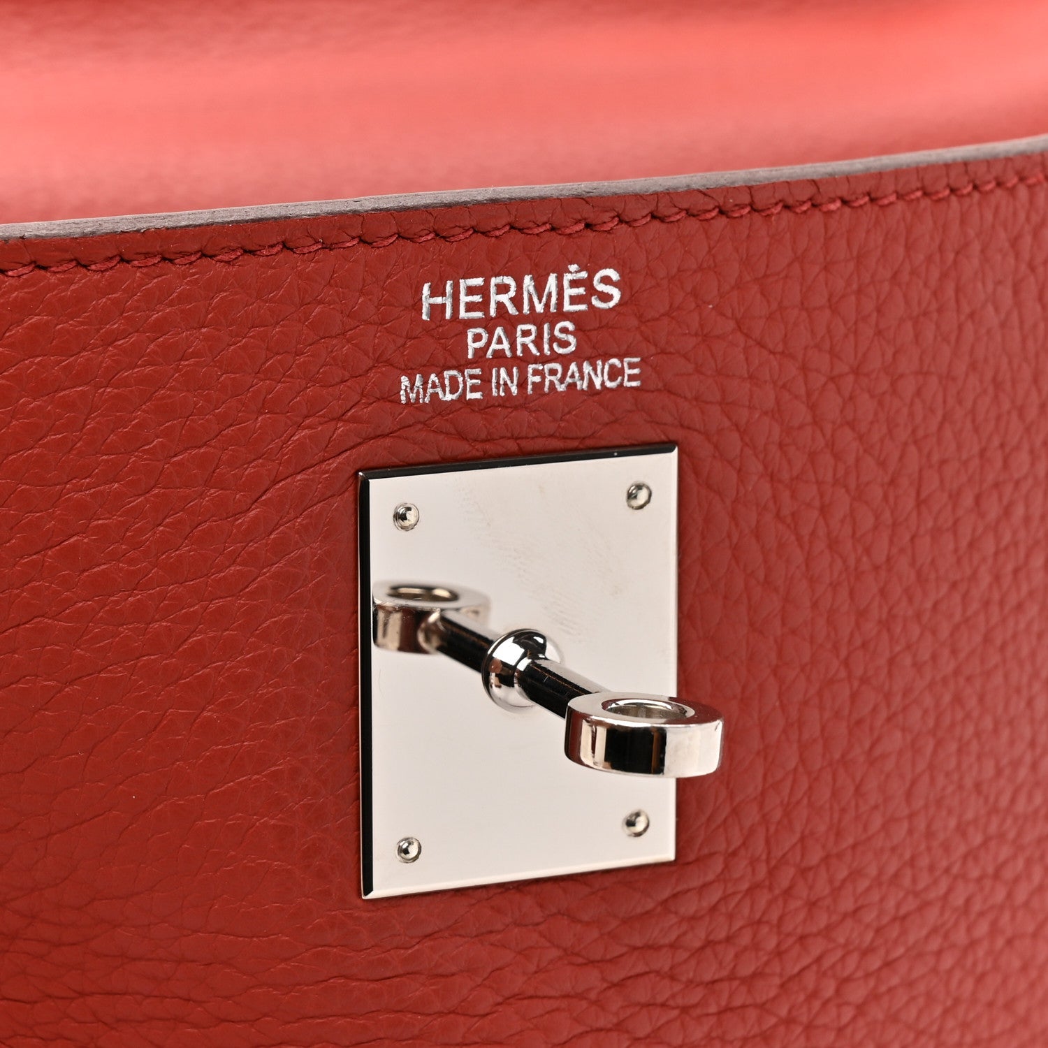 HERMES KELLY 35 RETOURNE ROUGE VENETIAN TOGO SILVER HARDWARE