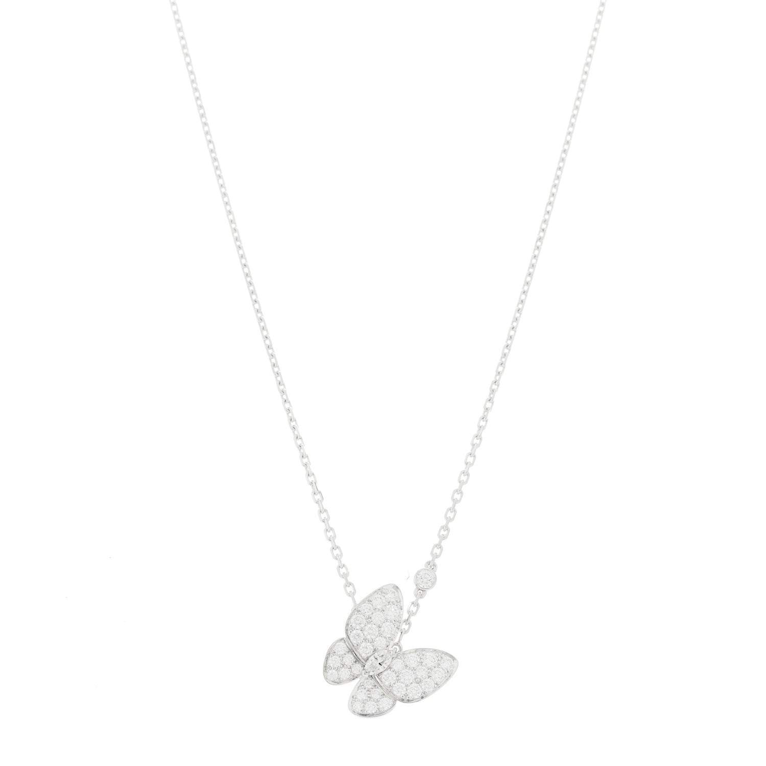 ヴァンクリーフ&アーペル ツーバタフライ ペンダントネックレス ダイヤモンド 18K ホワイトゴールド VAN CLEEF & ARPELS TWO BUTTERFLY PENDANT NECKLACE DIAMOND 18K WHITE GOLD