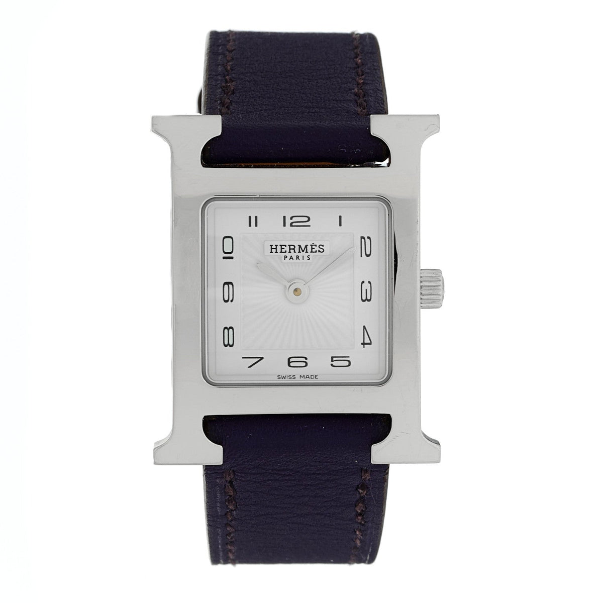 Hermes H 21MM Quartz Watch Iris Swift Stainless Steel