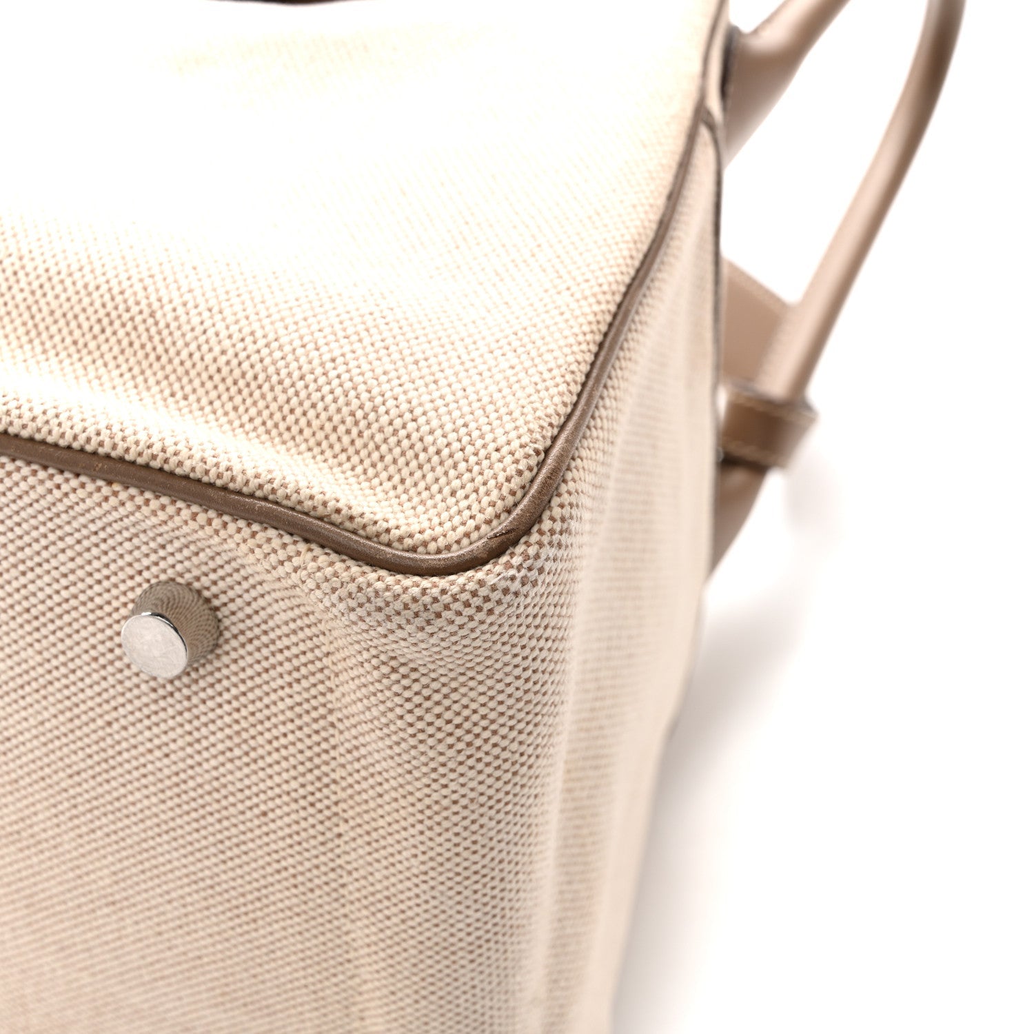 HERMES LINDY 30 ECRU ETOUPE SWIFT / TOILE SILVER HARDWARE