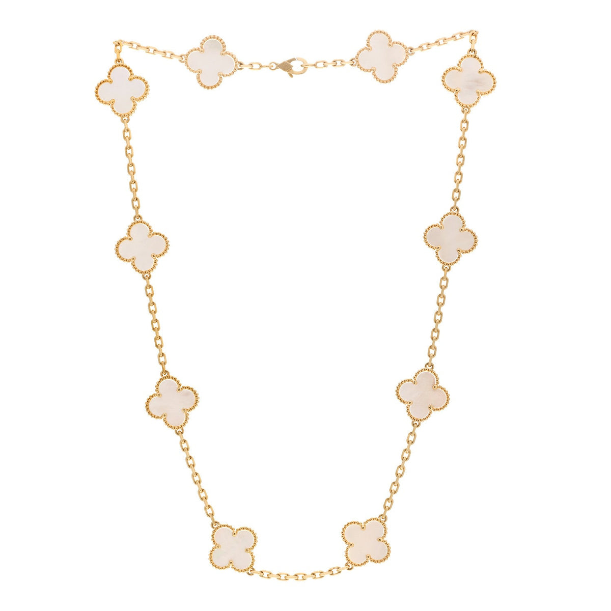 Van Cleef & Arpels Vintage Alhambra 10-Motif Necklace Mother-of-Pearl 18K Yellow Gold