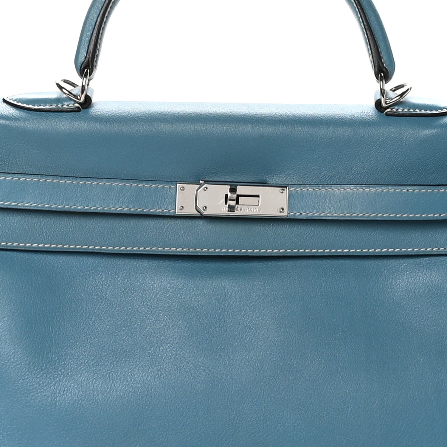 HERMES KELLY 35 RETOURNE BLEU JEAN SWIFT SILVER HARDWARE