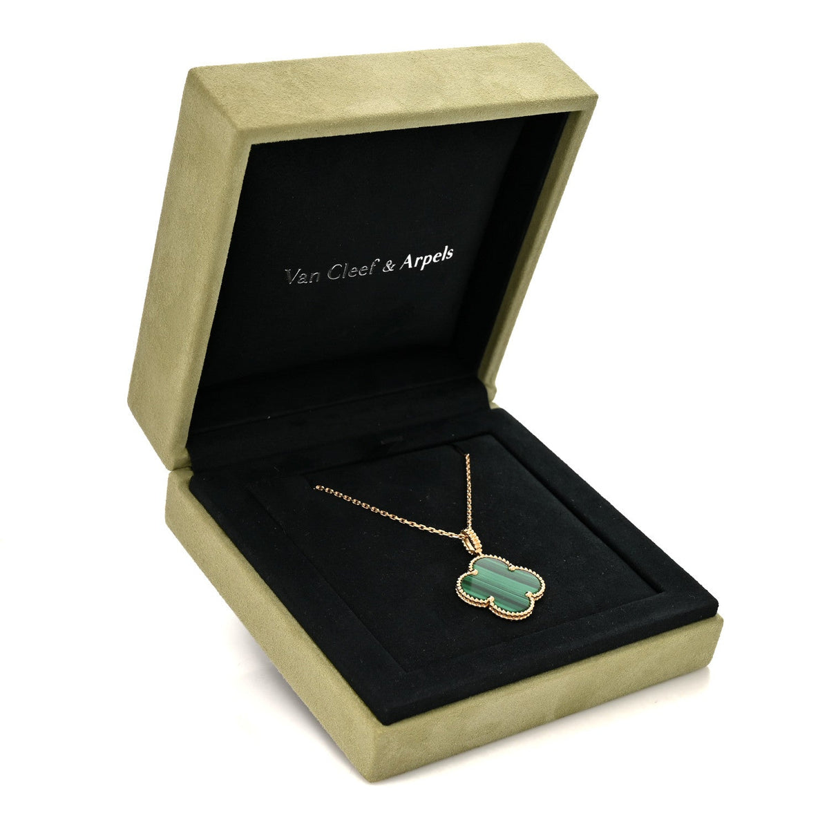 Van Cleef & Arpels Magic Alhambra Pendant Necklace Malachite 18K Yellow Gold