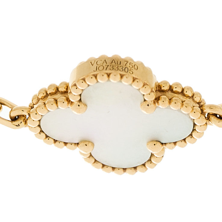 ヴァンクリーフ&アーペル ヴィンテージアルハンブラ 5モチーフ ブレスレット マザーオブパール 18K イエローゴールド VAN CLEEF & ARPELS VINTAGE ALHAMBRA 5 MOTIFS BRACELET MOTHER OF PEARL 18K YELLOW GOLD