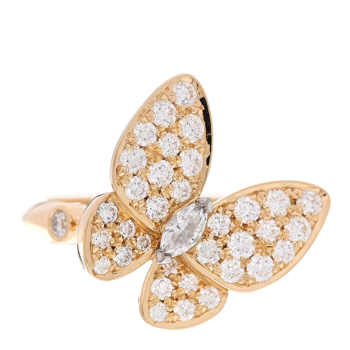 VAN CLEEF & ARPELS TWO BUTTERFLY RING DIAMOND 18K YELLOW GOLD